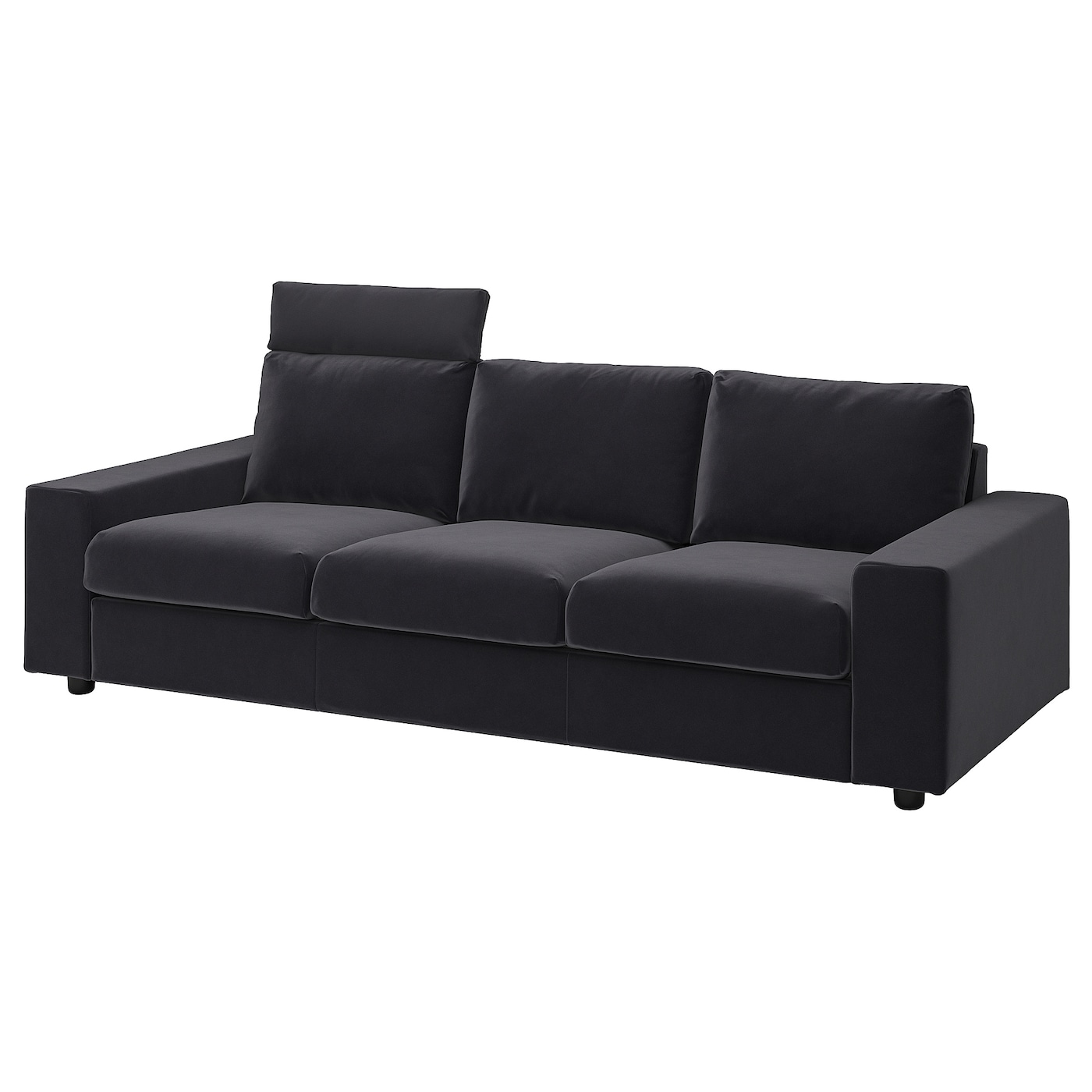 IKEA VIMLE sofa 3-osobowa, z zagłówkiem z szerokimi podłokietnikami/Djuparp ciemnoszary, Wysokość z zagłówkiem: 103 cm
