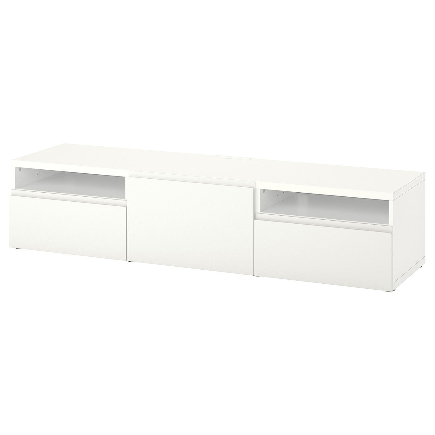 IKEA BESTÅ ława TV z szufladami i drzwiami, biały/Västerviken biały, 180x42x39 cm
