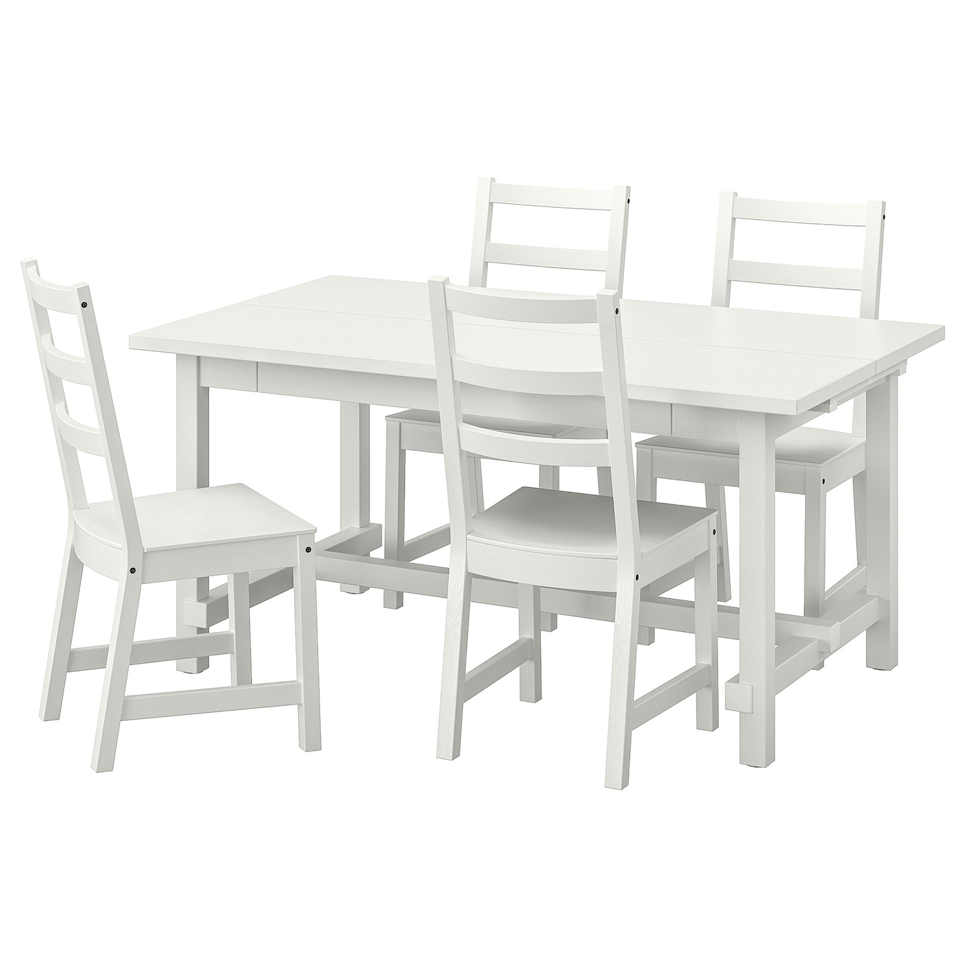 IKEA NORDVIKEN / NORDVIKEN stół i 4 krzesła, biały/biały, 152/223x95 cm