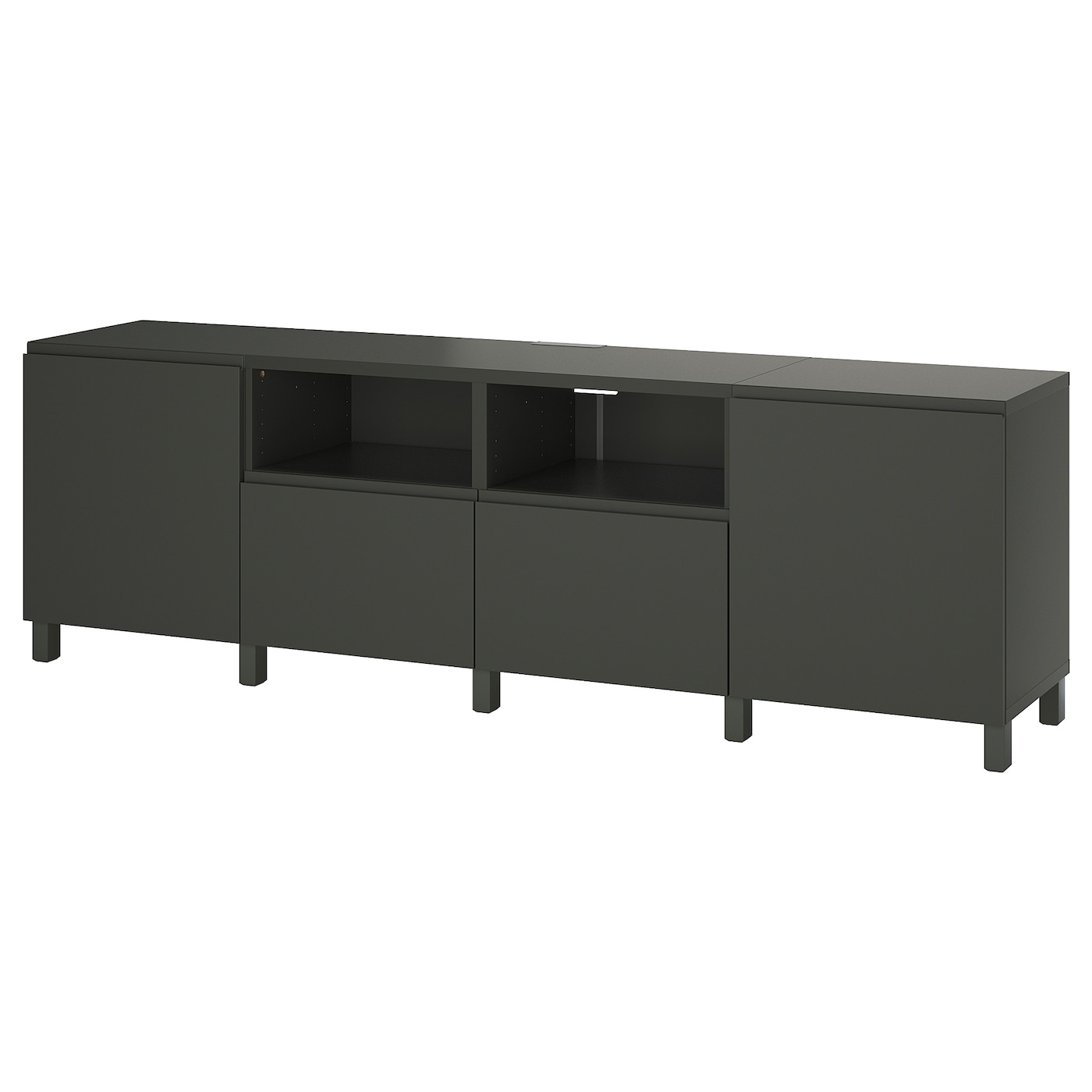 IKEA BESTÅ ława TV z drzwiami i szufladami, ciemnoszary/Västerviken/Stubbarp ciemnoszary, 240x42x74 cm
