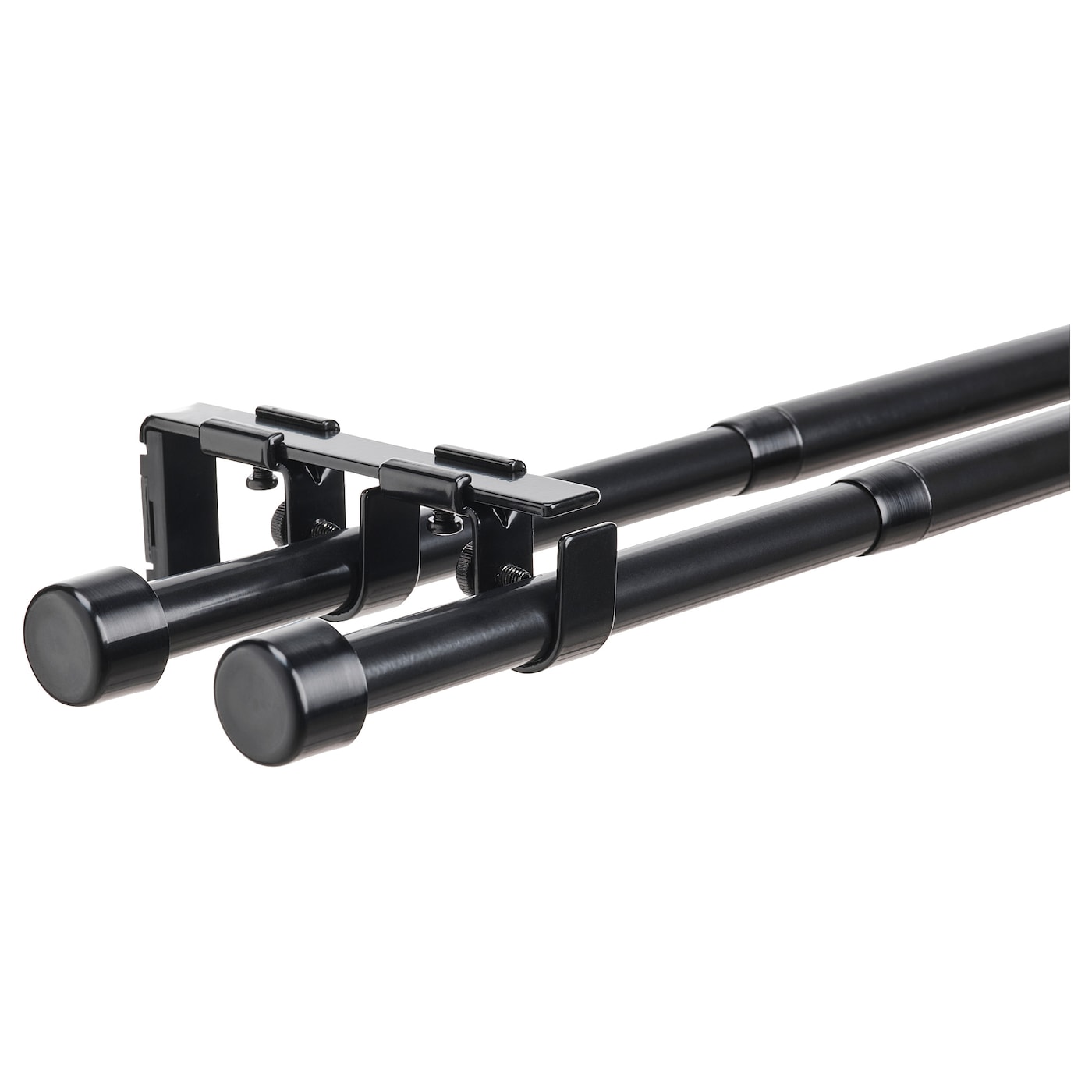 IKEA BEKRÄFTA podwójny karnisz, komplet, czarny, 120-210 cm 19 mm