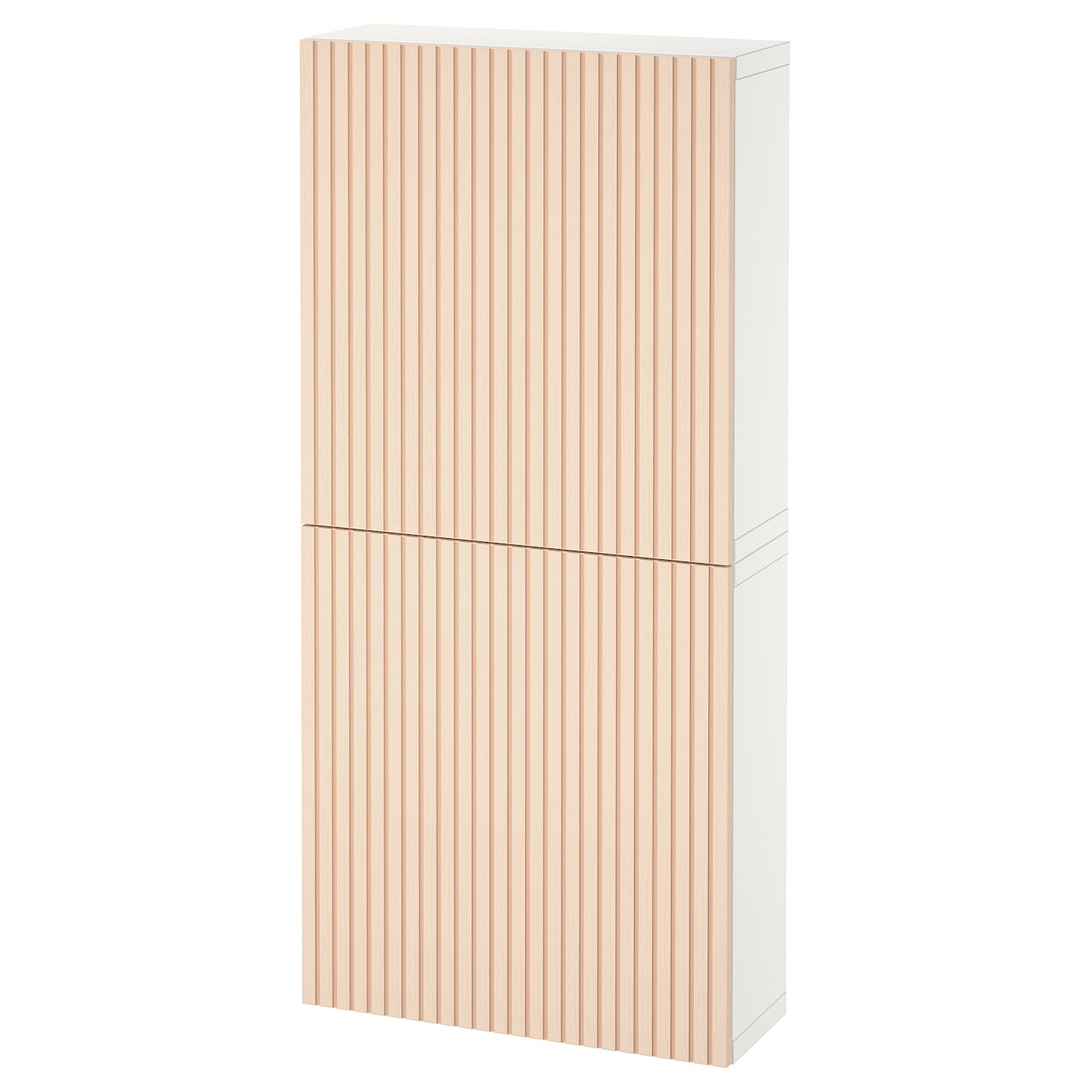 IKEA BESTÅ szafka śc/2 drzwi, biały/Björköviken okl brzoz, 60x22x128 cm