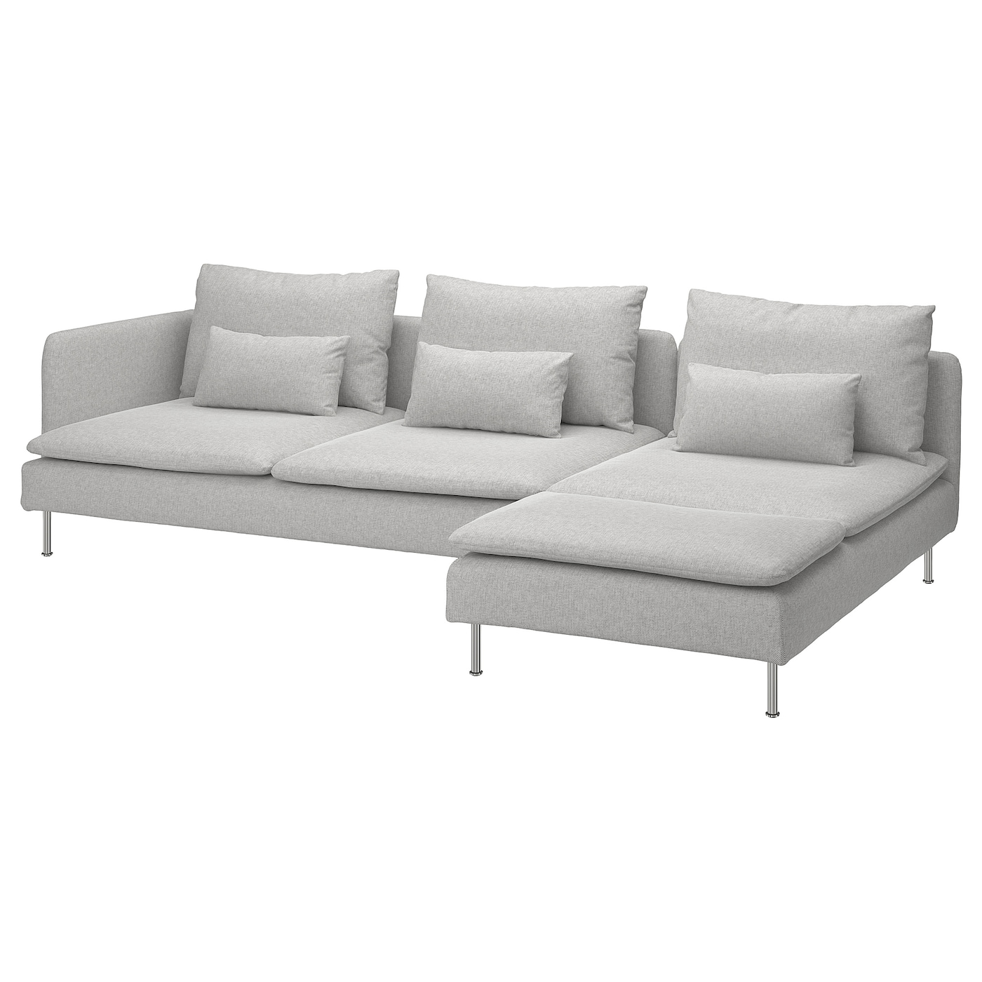 IKEA SÖDERHAMN sofa 4-osobowa z szezlongiem, z otwartym końcem/Tallmyra biały/czarny, Szerokość: 291 cm