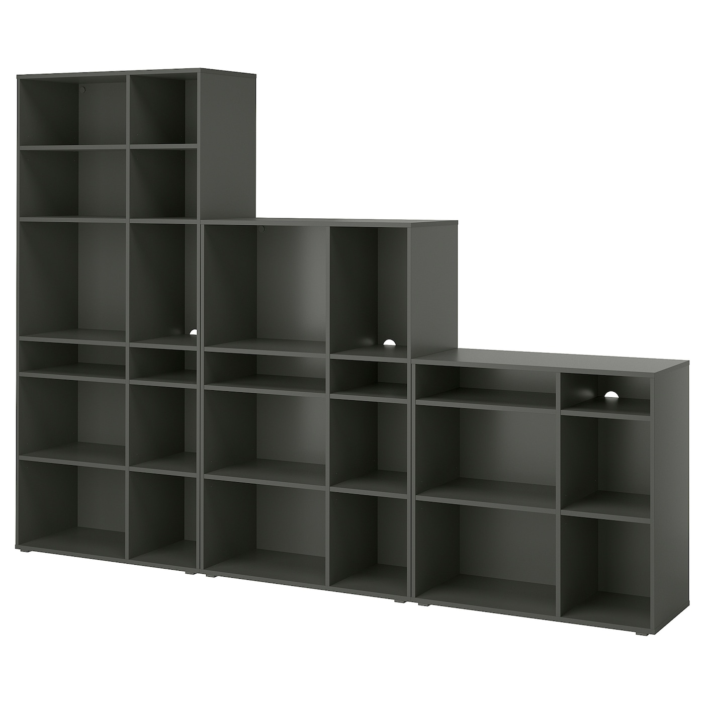 IKEA VIHALS kombinacja regałowa, ciemnoszary, 286x37x200 cm