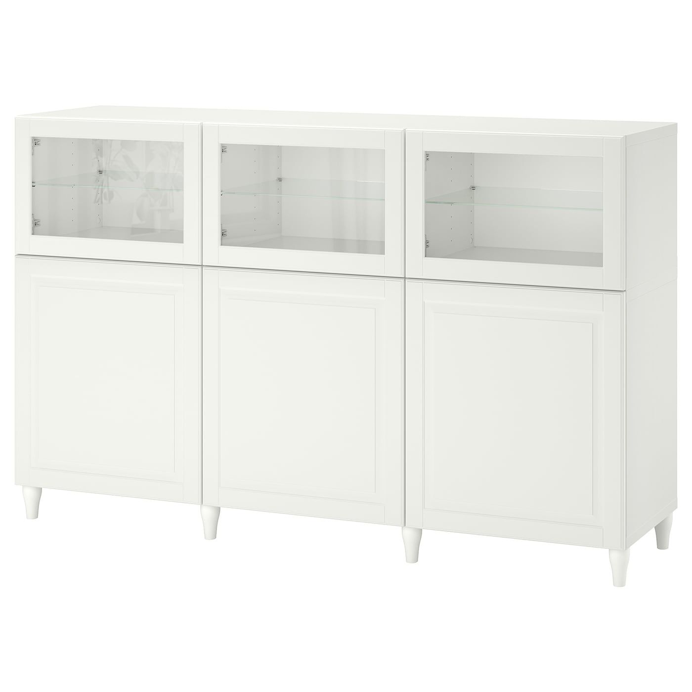 IKEA BESTÅ kombinacja z drzwiami, biały/Smeviken/Kabbarp białe szkło przezroczyste, 180x42x112 cm