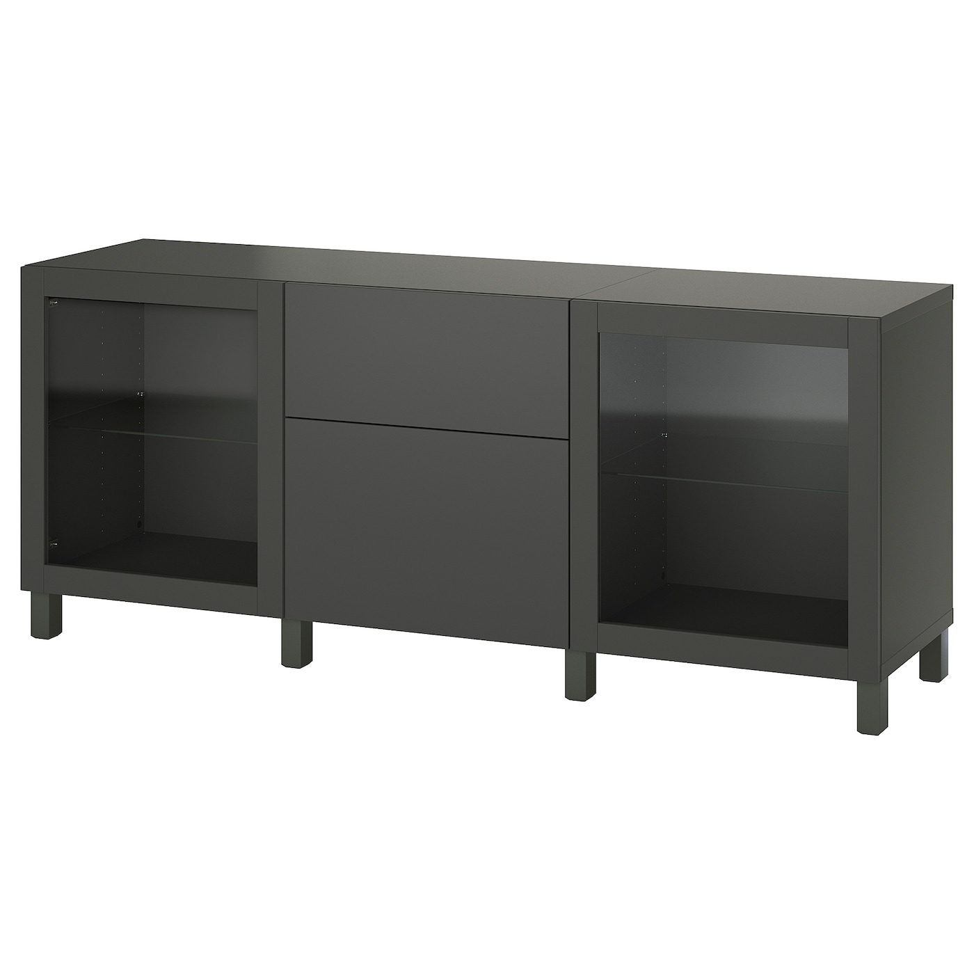 IKEA BESTÅ kombinacja z szufladami, ciemnoszary Lappviken/Sindvik/Stubbarp ciemnoszary, 180x42x74 cm