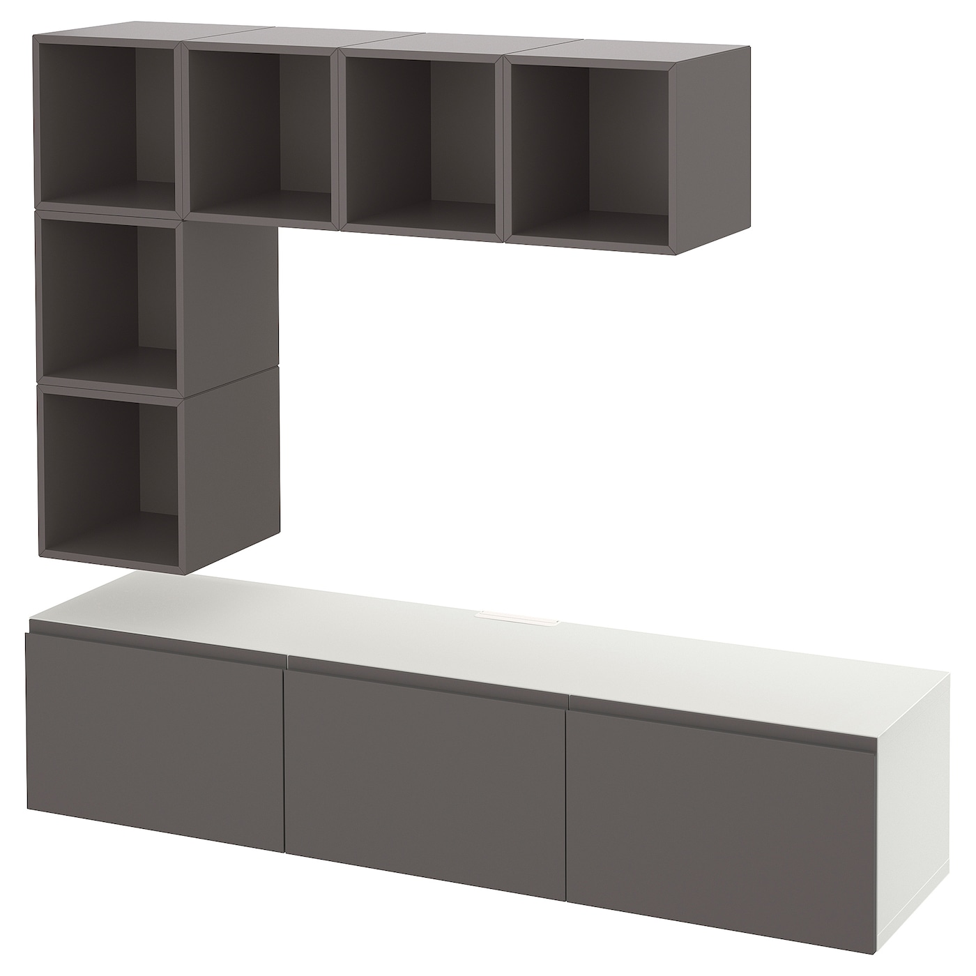 IKEA BESTÅ / EKET szafka pod TV, biały Västerviken/ciemnoszary, 180x42x185 cm