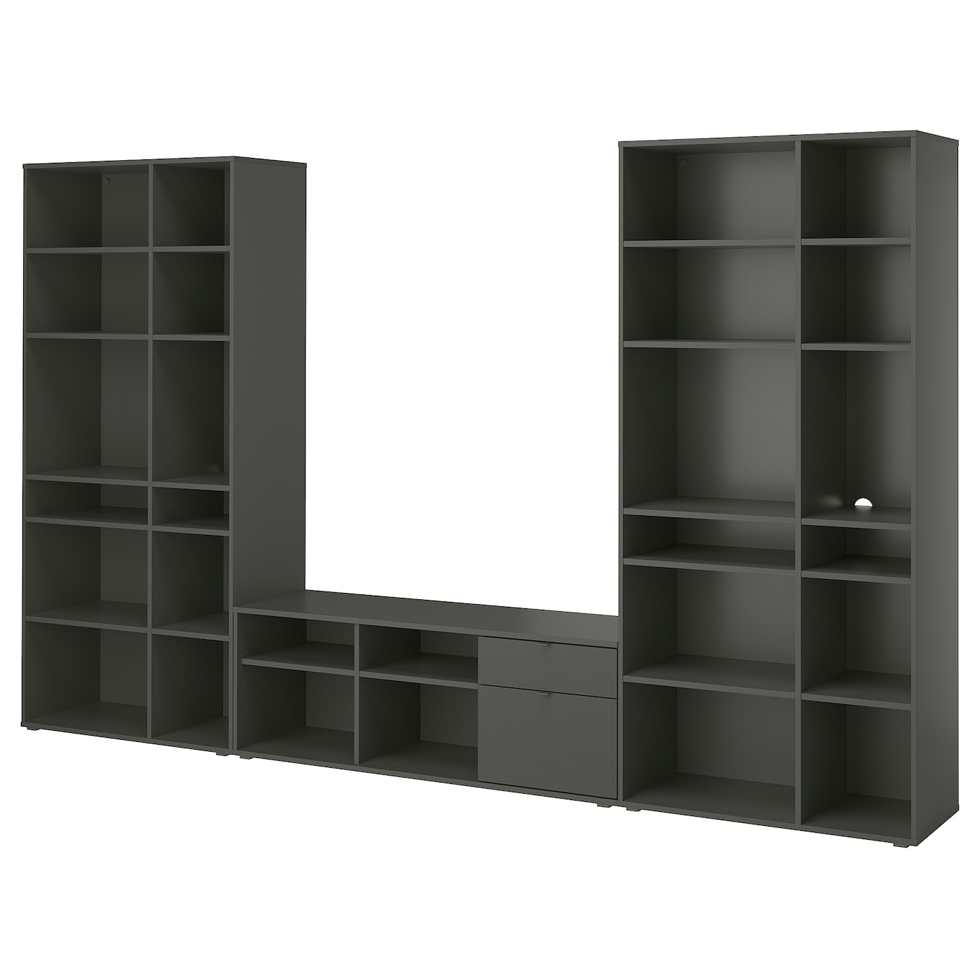 IKEA VIHALS TV/kombinacja regałowa, ciemnoszary, 337x37x200 cm