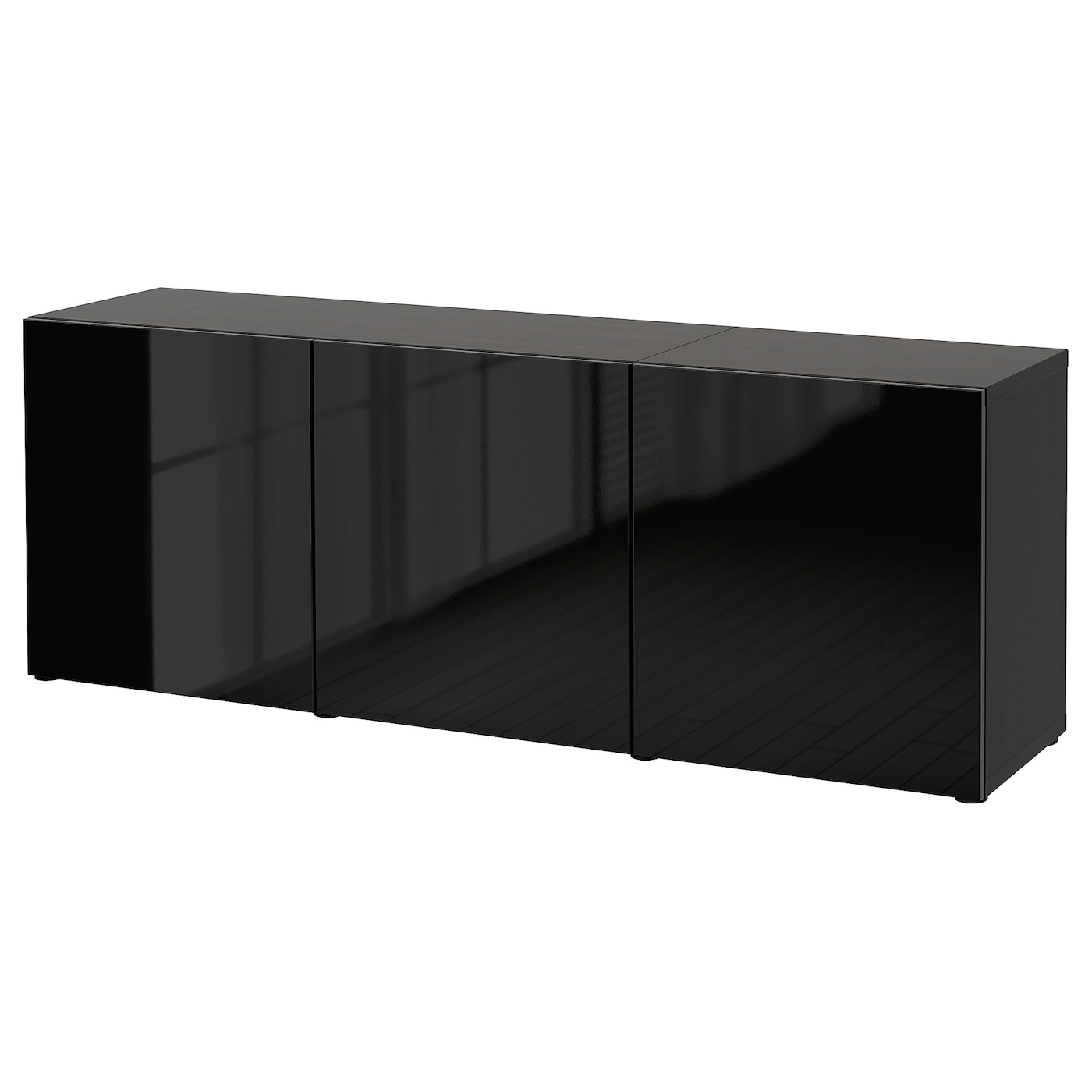 IKEA BESTÅ kombinacja z drzwiami, czarnybrąz/Selsviken połysk/czarny, 180x42x65 cm