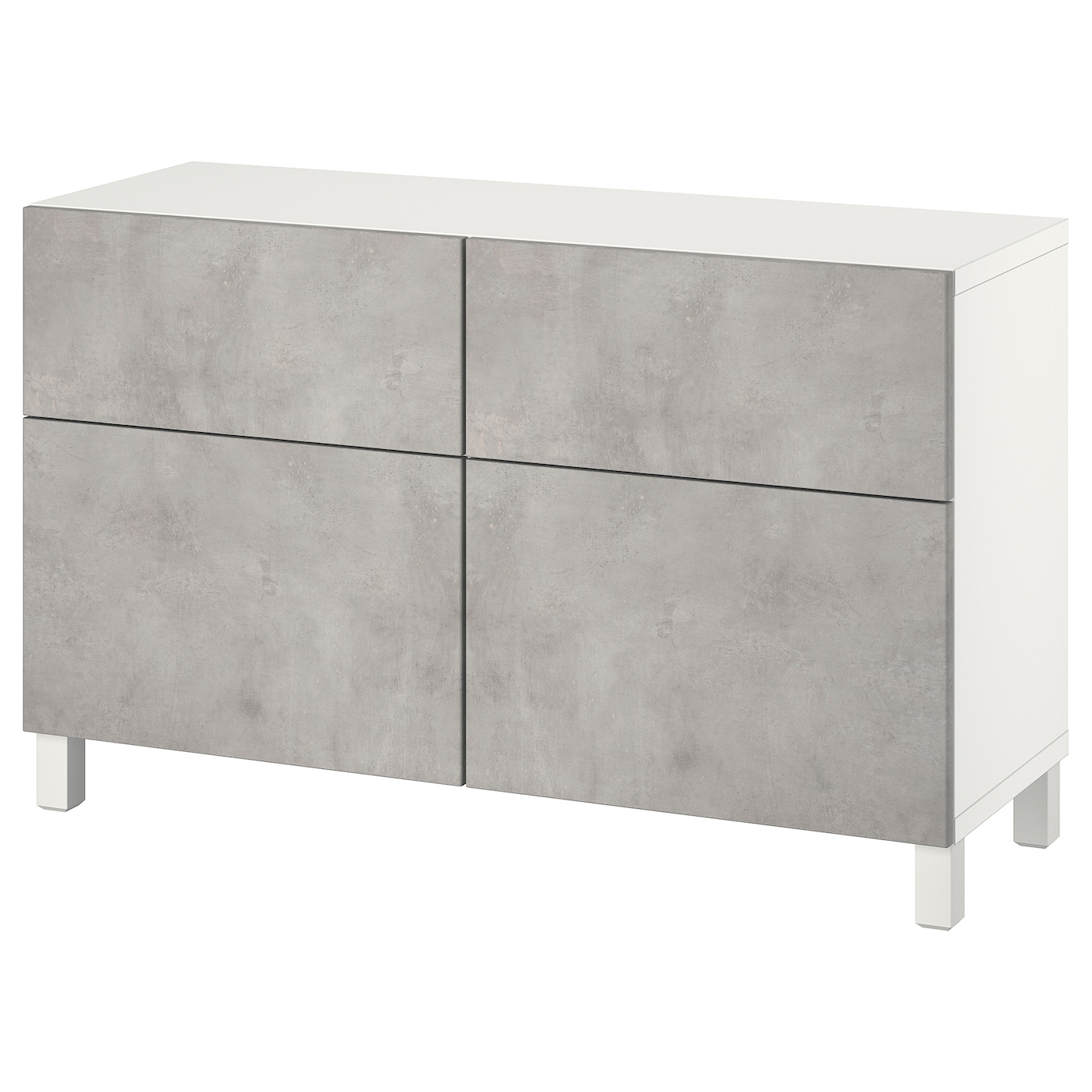 IKEA BESTÅ kombinacja regałowa z drzw/szuf, biały Kallviken/Stubbarp/jasnoszary imitacja betonu, 120x42x74 cm
