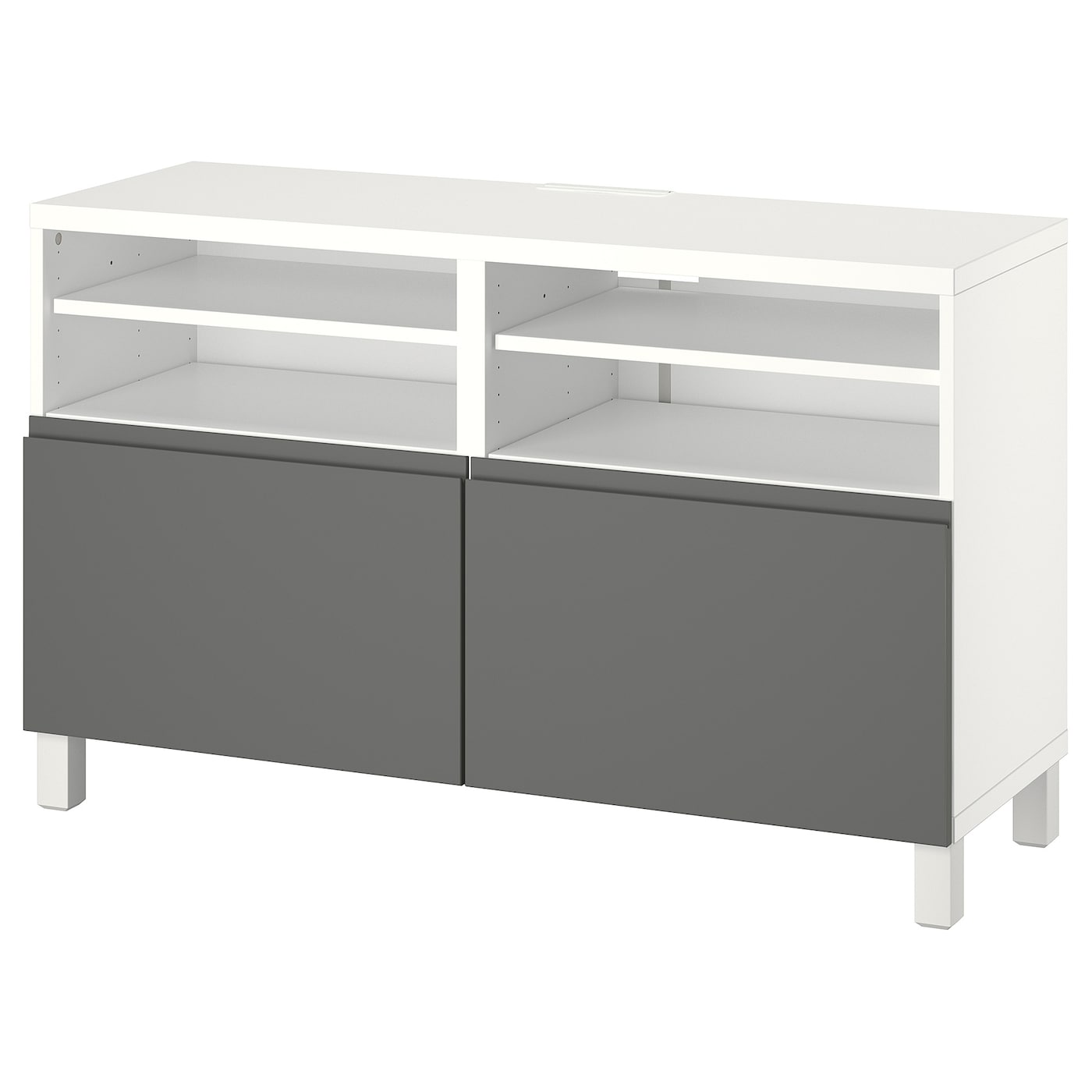 IKEA BESTÅ ława TV z drzwiami, biały/Västerviken/Stubbarp ciemnoszary, 120x42x74 cm