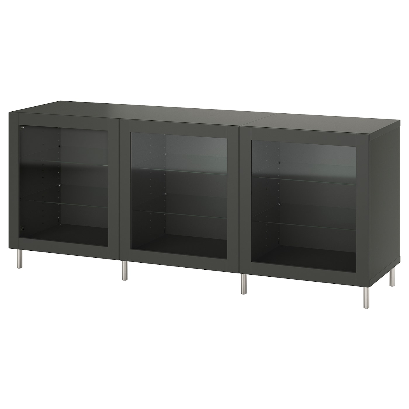 IKEA BESTÅ kombinacja z drzwiami, ciemnoszary Sindvik/ciemnoszary szkło bezbarwne, 180x42x74 cm