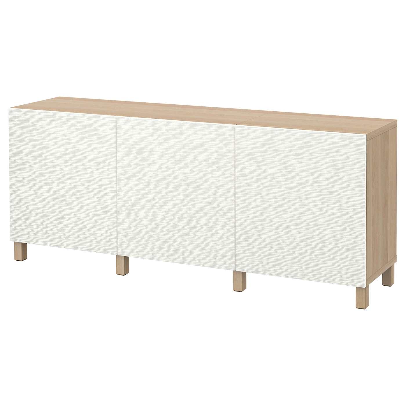 IKEA BESTÅ kombinacja z drzwiami, imitacja dębu bejcowanego na biało/Laxviken/Stubbarp biały, 180x42x74 cm