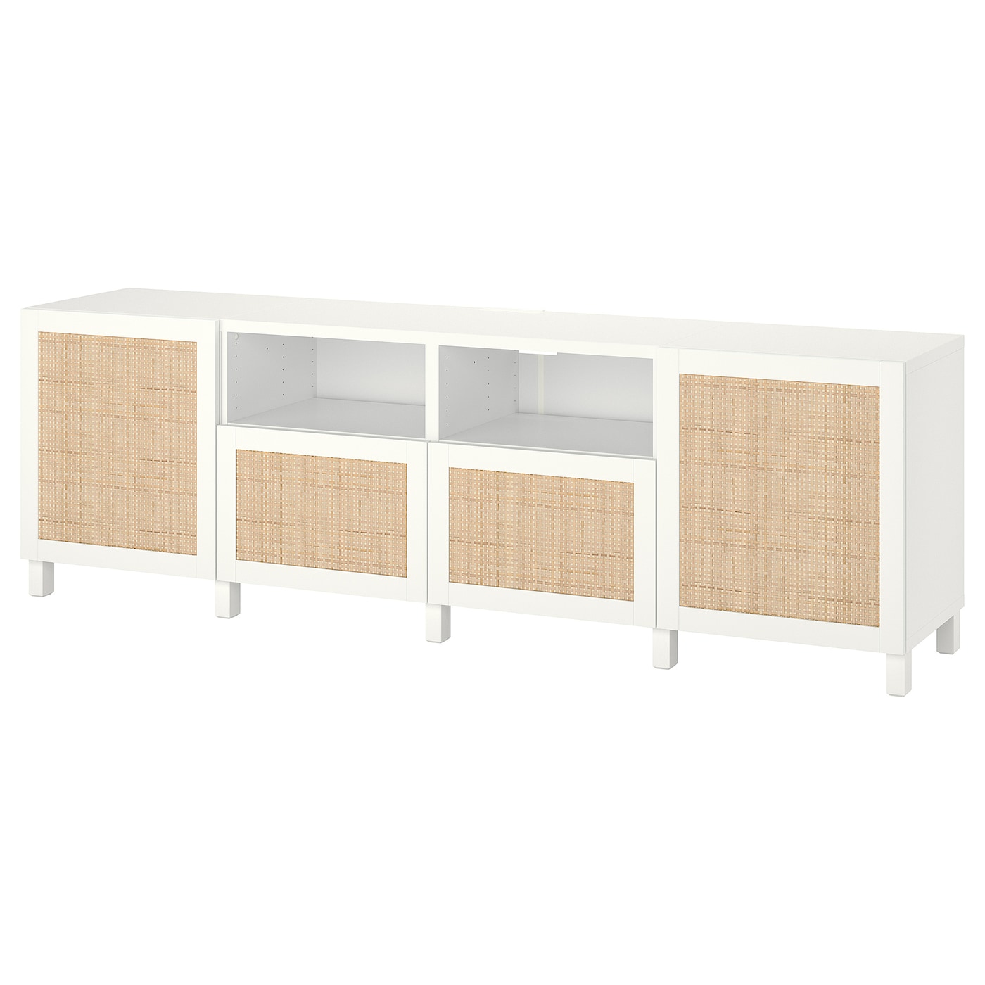 IKEA BESTÅ ława TV z drzwiami i szufladami, biały/Studsviken/Stubbarp biały, 240x42x74 cm