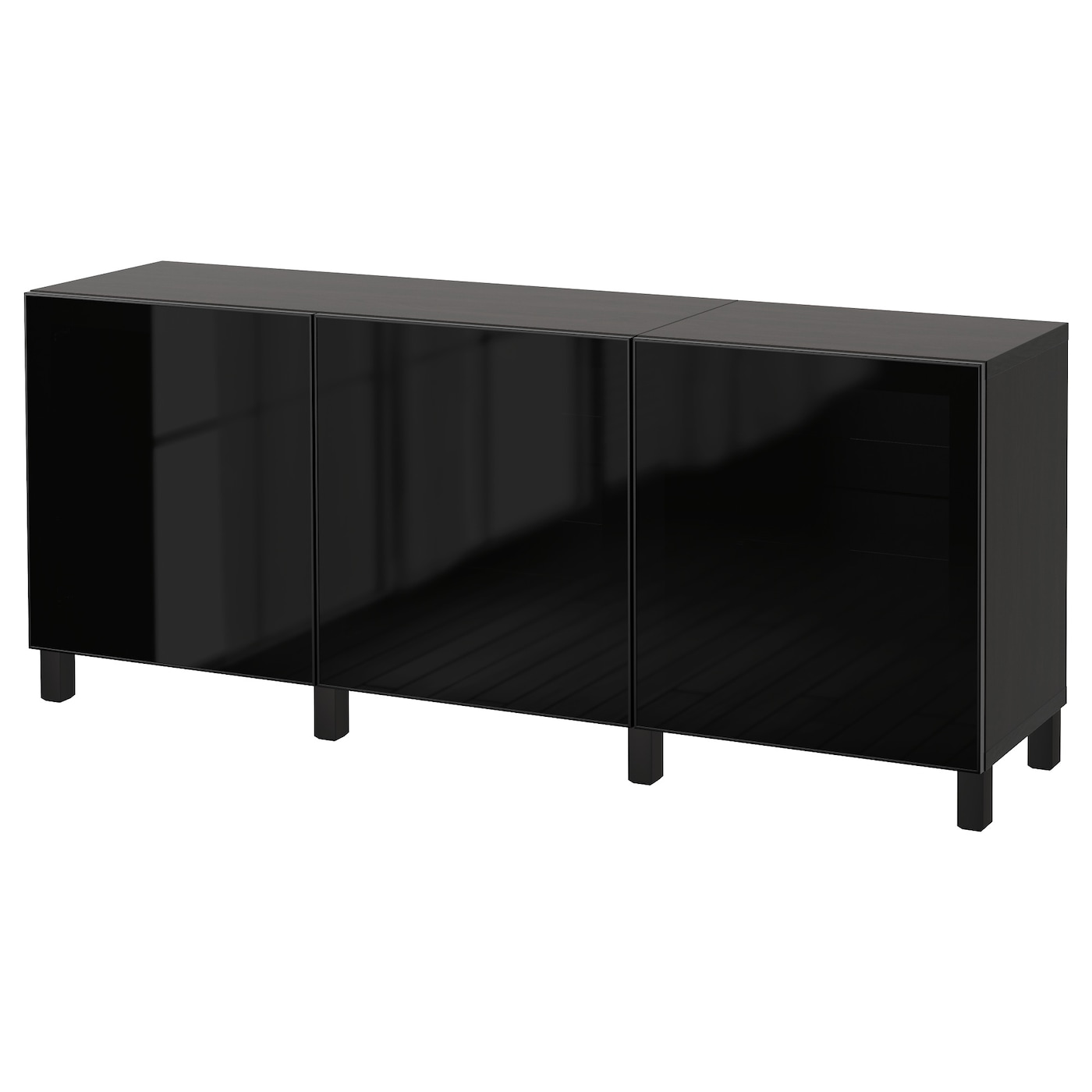 IKEA BESTÅ kombinacja z drzwiami, czarnybrąz/Glassvik/Stubbarp czarne/przyciemniane szkło, 180x42x74 cm