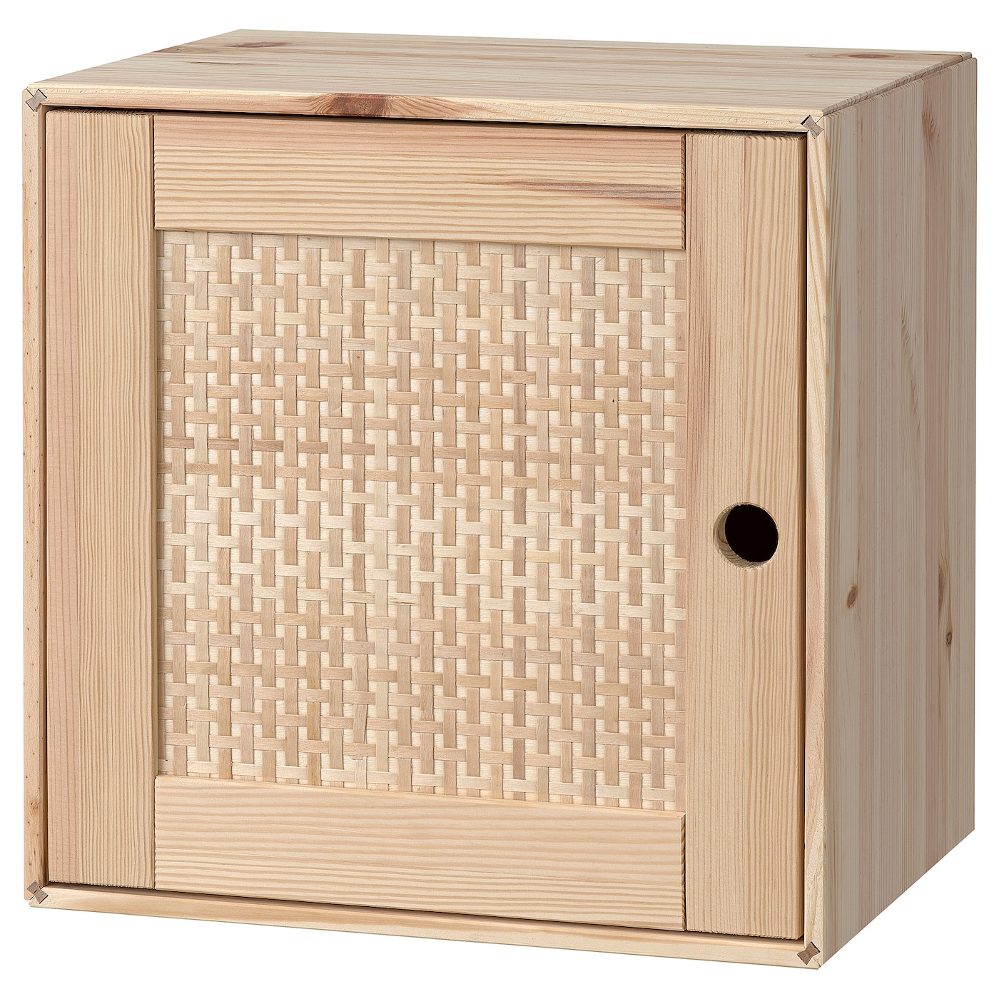 IKEA VÄLJARE Szafka z drzwiami, sosna/wyplatana topola, 35x25x35 cm