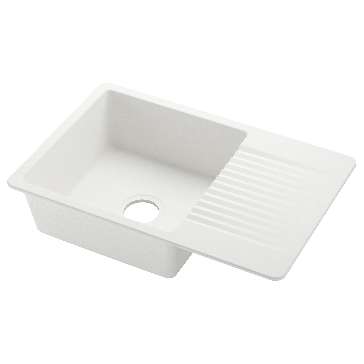 IKEA KILSVIKEN zlew wpuszczany, 1 kom z ociekarką, biały kompozyt kwarcowy, 72x46 cm