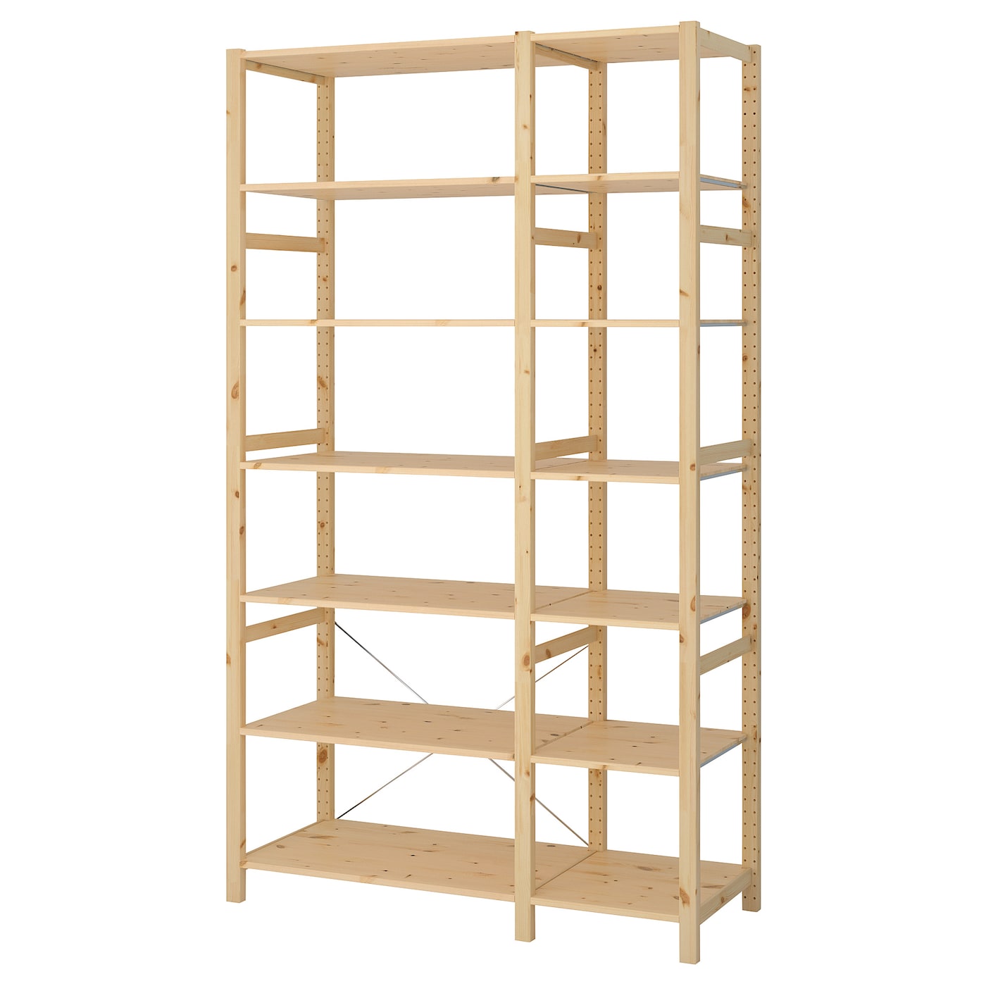 IKEA IVAR 2 sekcje/półki, sosna, 134x50x226 cm