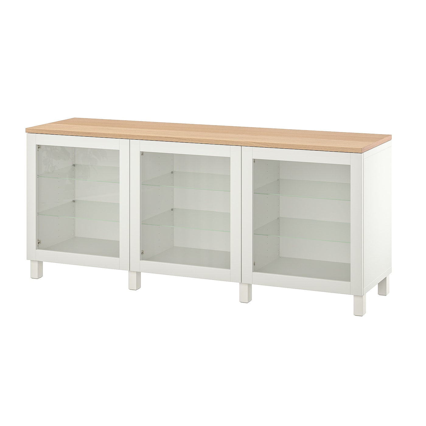 IKEA BESTÅ kombinacja z drzwiami, biały/Sindvik/Stubbarp białe szkło przezroczyste, 180x42x76 cm