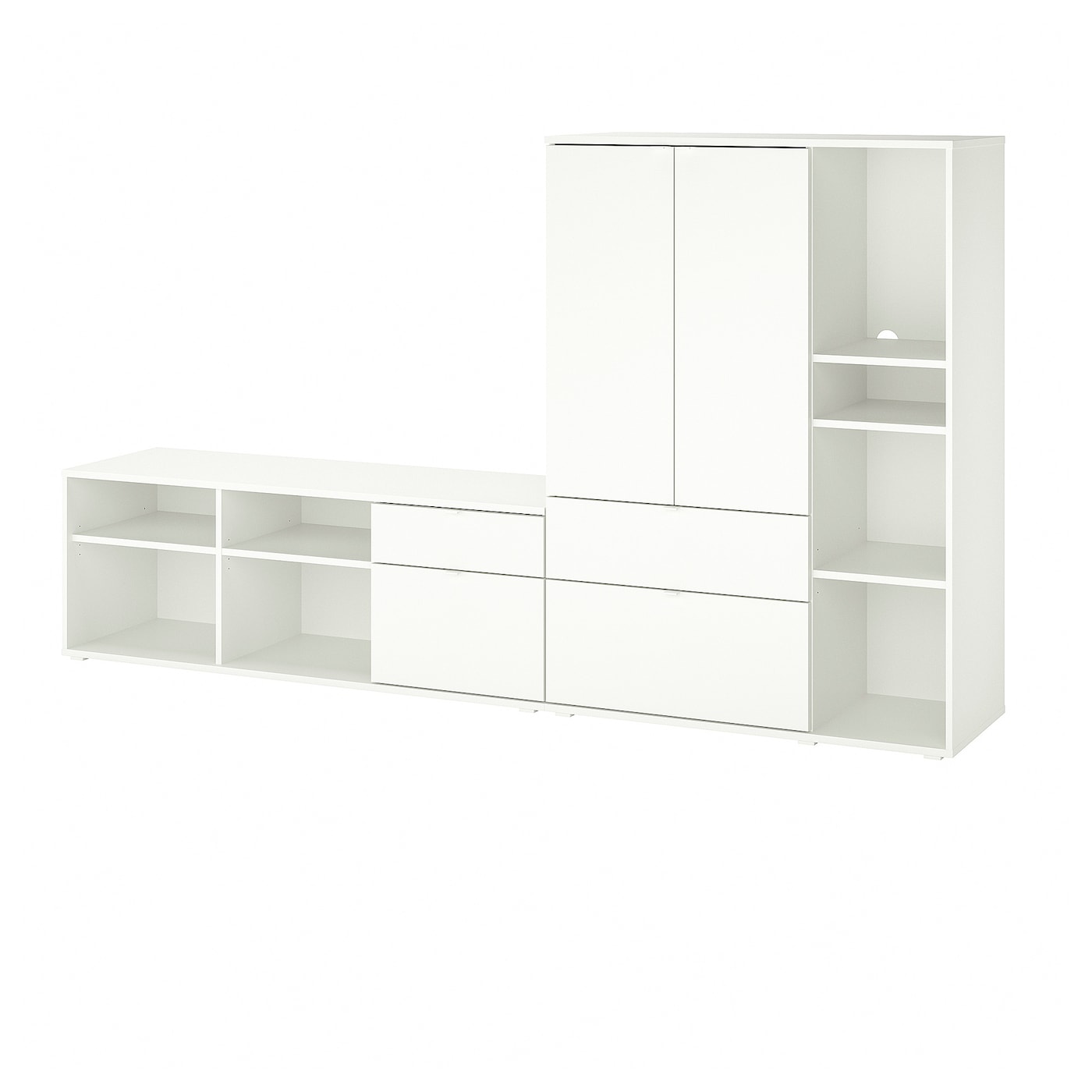 IKEA VIHALS TV/kombinacja regałowa, biały, 251x37x140 cm