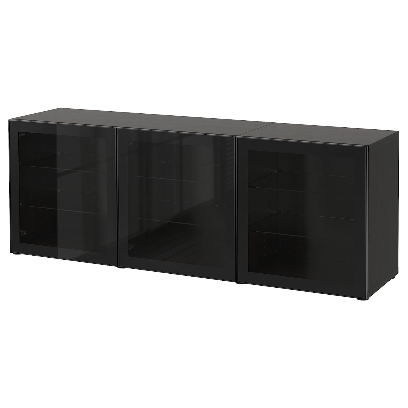 IKEA BESTÅ kombinacja z drzwiami, czarnybrąz/Glassvik czarne/przezroczyste szkło, 180x42x65 cm