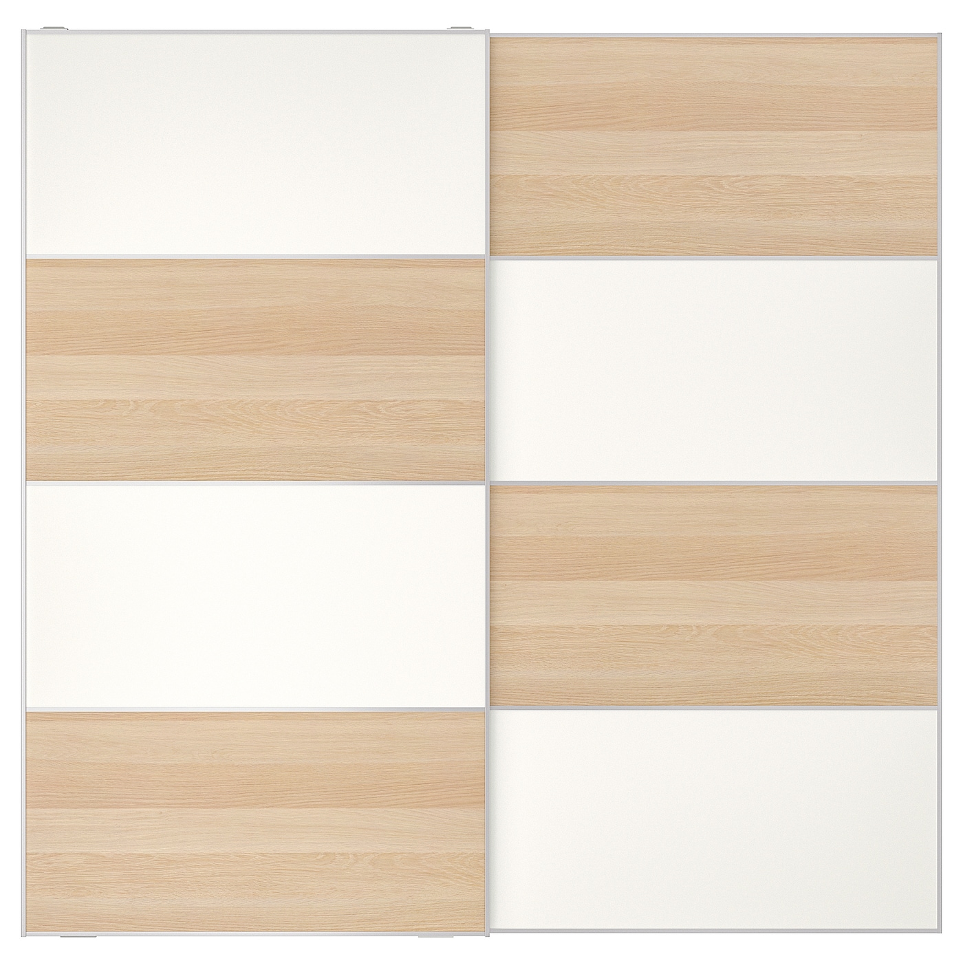 IKEA MEHAMN Drzwi przesuwne, 2str/imitacja dębu bejcowanego na biało biały, 200x201 cm
