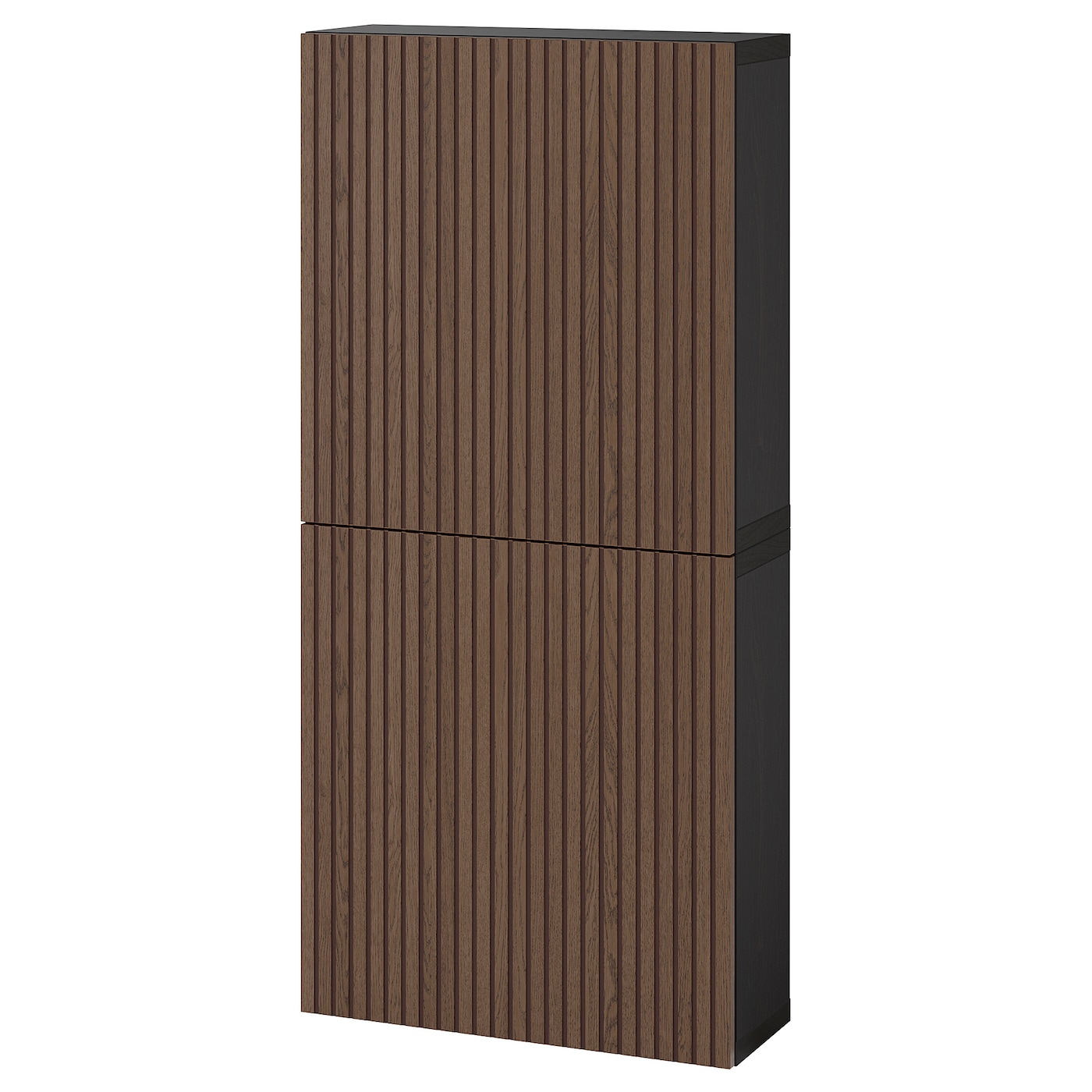 IKEA BESTÅ szafka śc/2 drzwi, czarnybrąz Björköviken/brązowy bejcowana okleina dębowa, 60x22x128 cm