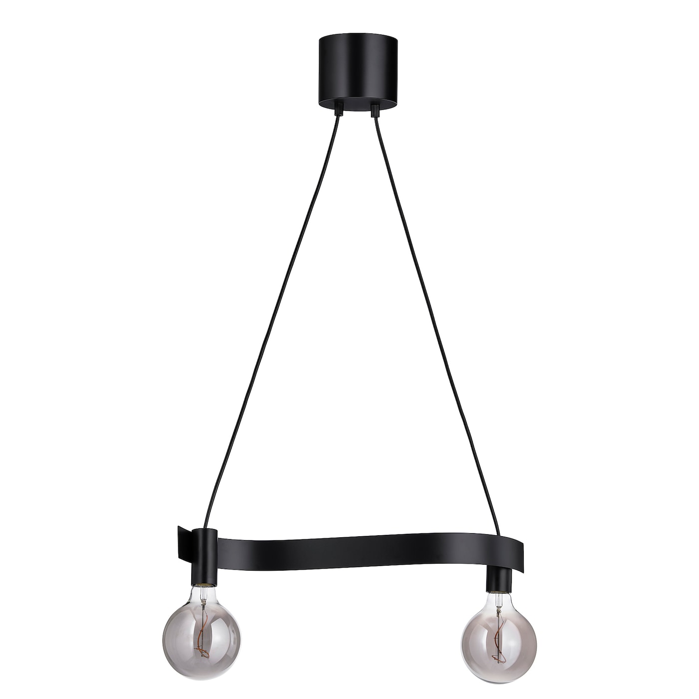 IKEA ACKJA / MOLNART lampa wisząca z żarówką, fala czarny/kula szare szkło przezroczyste