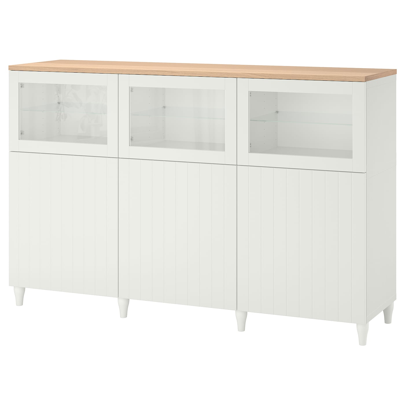 IKEA BESTÅ kombinacja z drzwiami, biały/Sutterviken/Kabbarp białe szkło przezroczyste, 180x42x114 cm