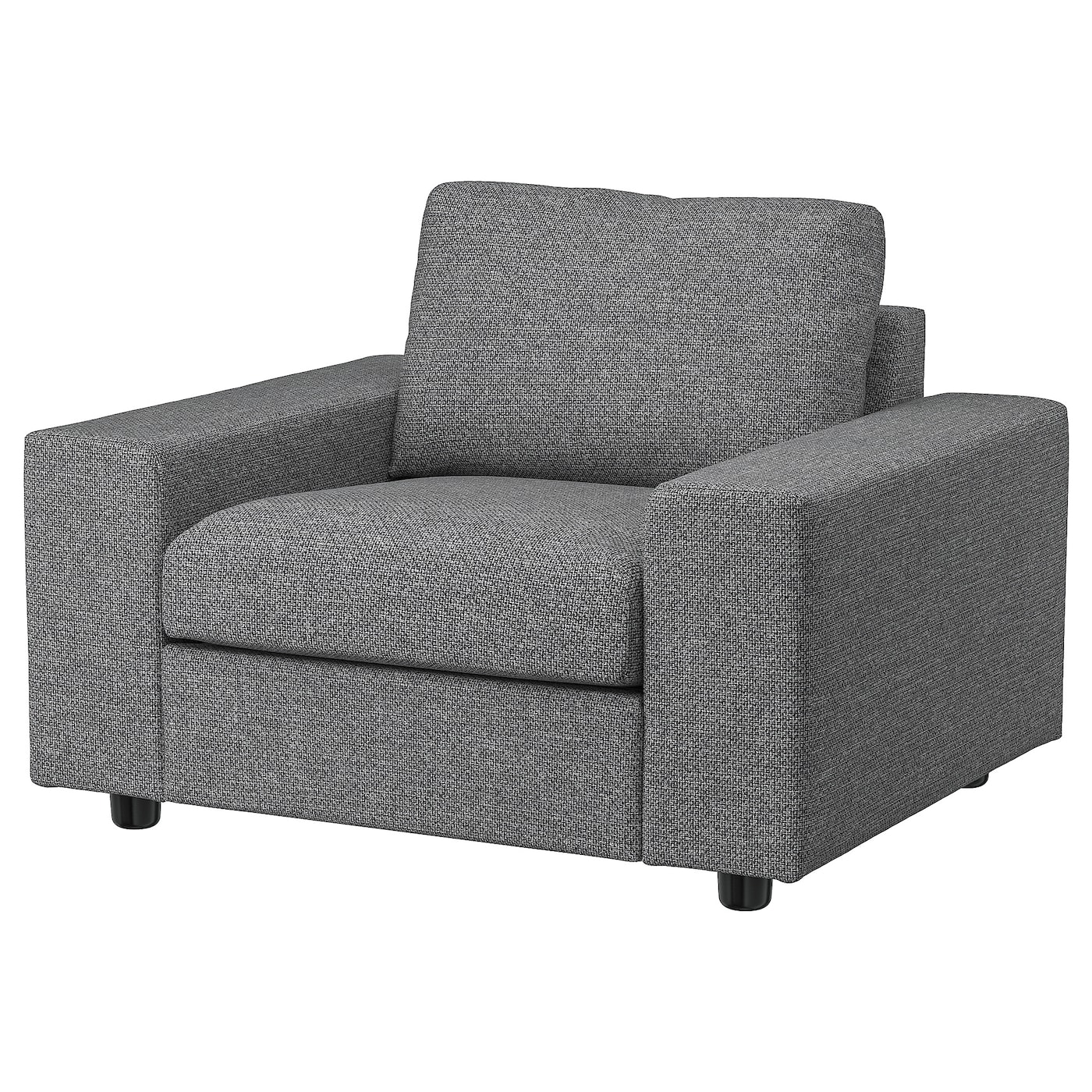 IKEA VIMLE fotel, z szerokimi podłokietnikami/Lejde szary-czarny, Szerokość: 115 cm