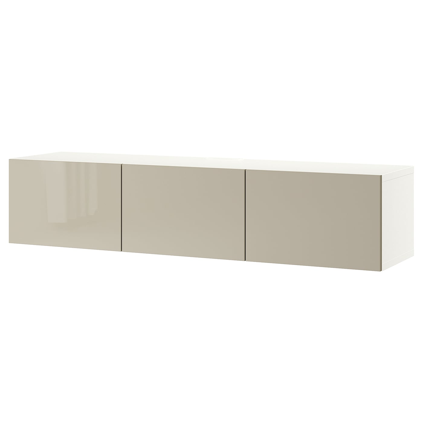 IKEA BESTÅ ława TV z drzwiami, biały/Selsviken wysoki połysk beż, 180x42x38 cm