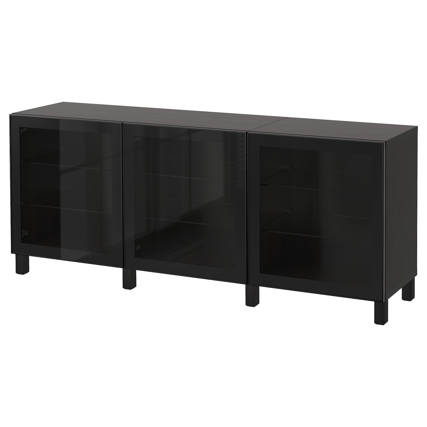 IKEA BESTÅ kombinacja z drzwiami, czarnybrąz/Glassvik/Stubbarp czarne/przezroczyste szkło, 180x42x74 cm