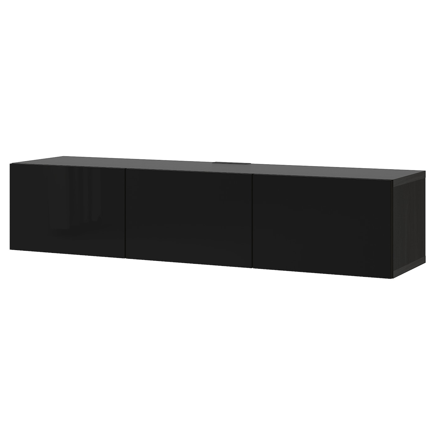 IKEA BESTÅ ława TV z drzwiami, czarnybrąz/Selsviken połysk/czarny, 180x42x38 cm