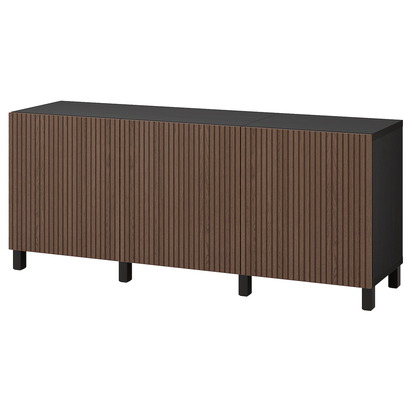IKEA BESTÅ kombinacja z drzwiami, czarnybrąz Björköviken/Stubbarp/brązowy bejcowana okleina dębowa, 180x42x74 cm