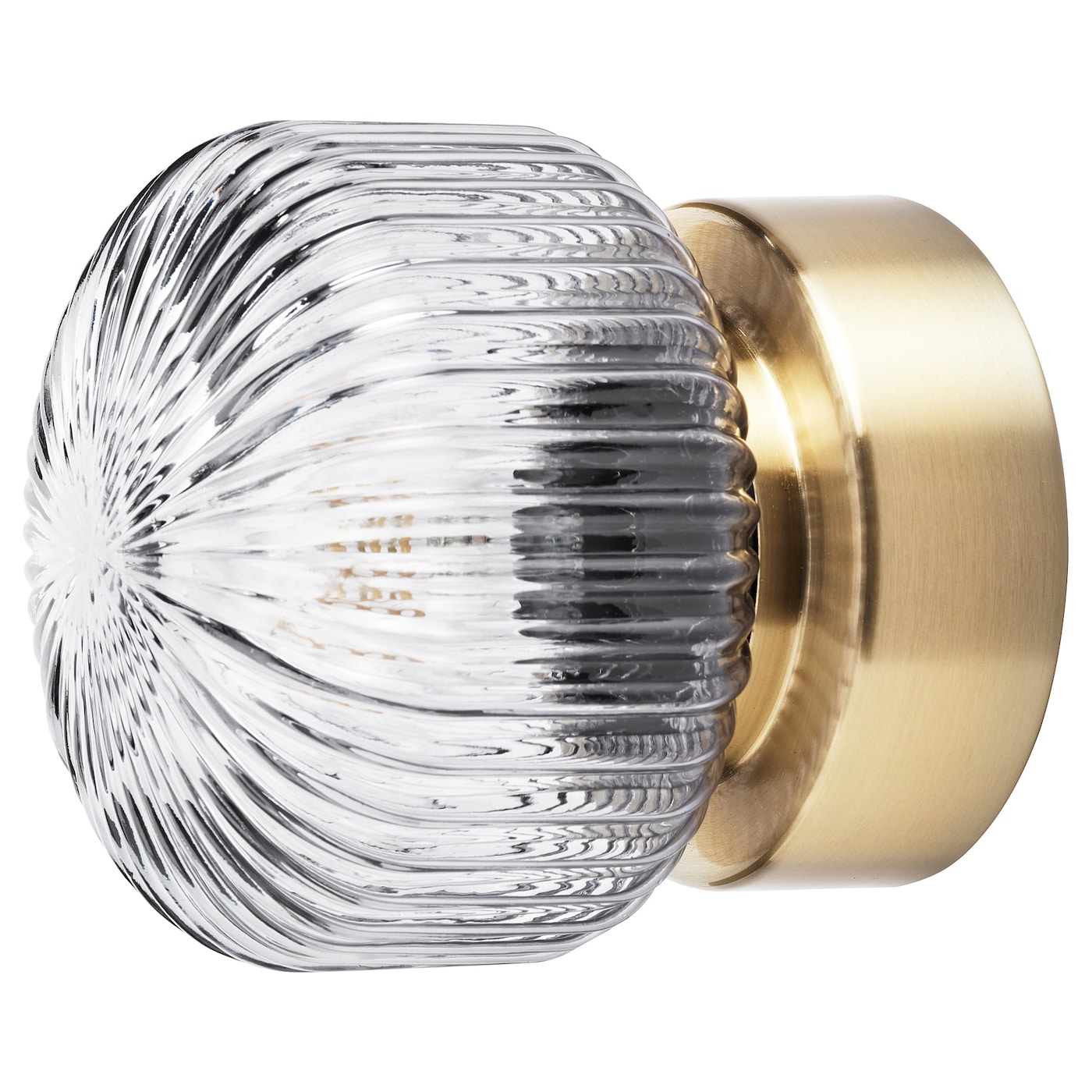 IKEA SOLKLINT lampa ścienna, stała instalacja, mosiądz/szare szkło przezroczyste, Maks.: 13 Wat
