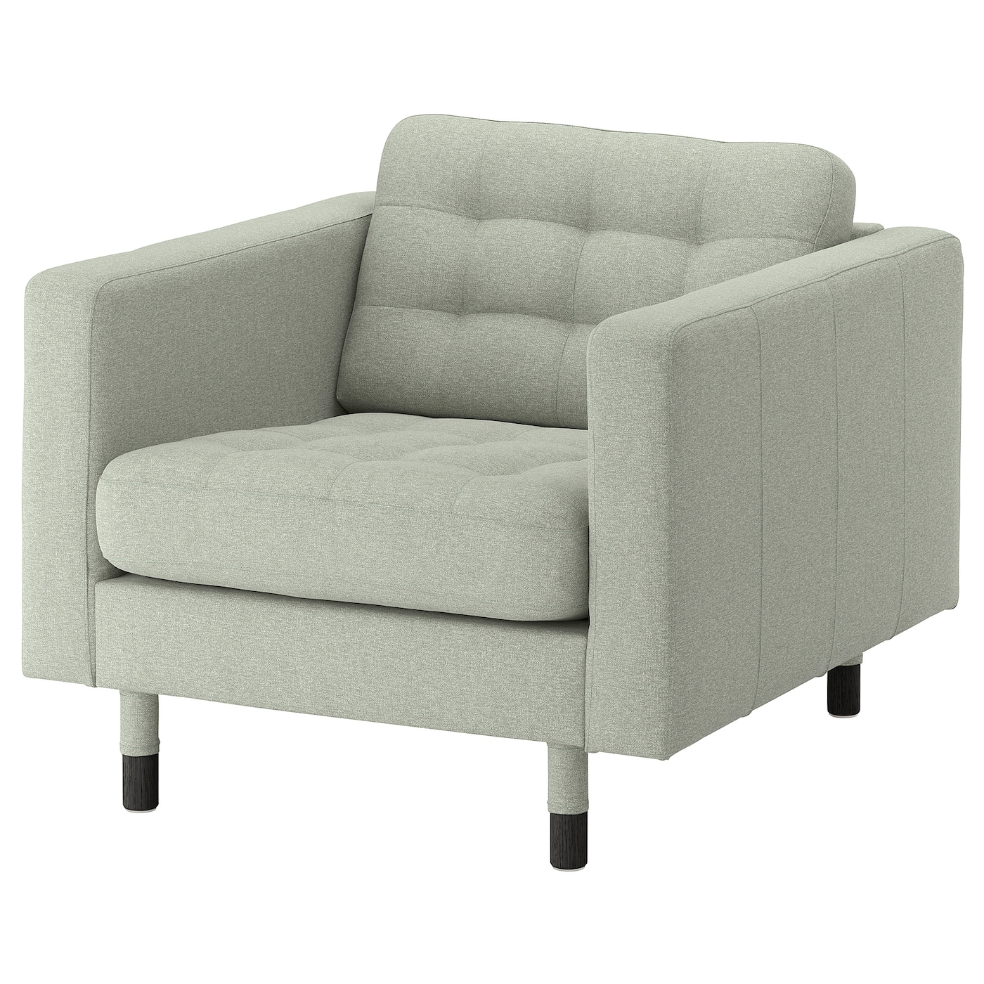 IKEA LANDSKRONA fotel, Gunnared jasnozielony/drewno/czarny, Szerokość: 89 cm