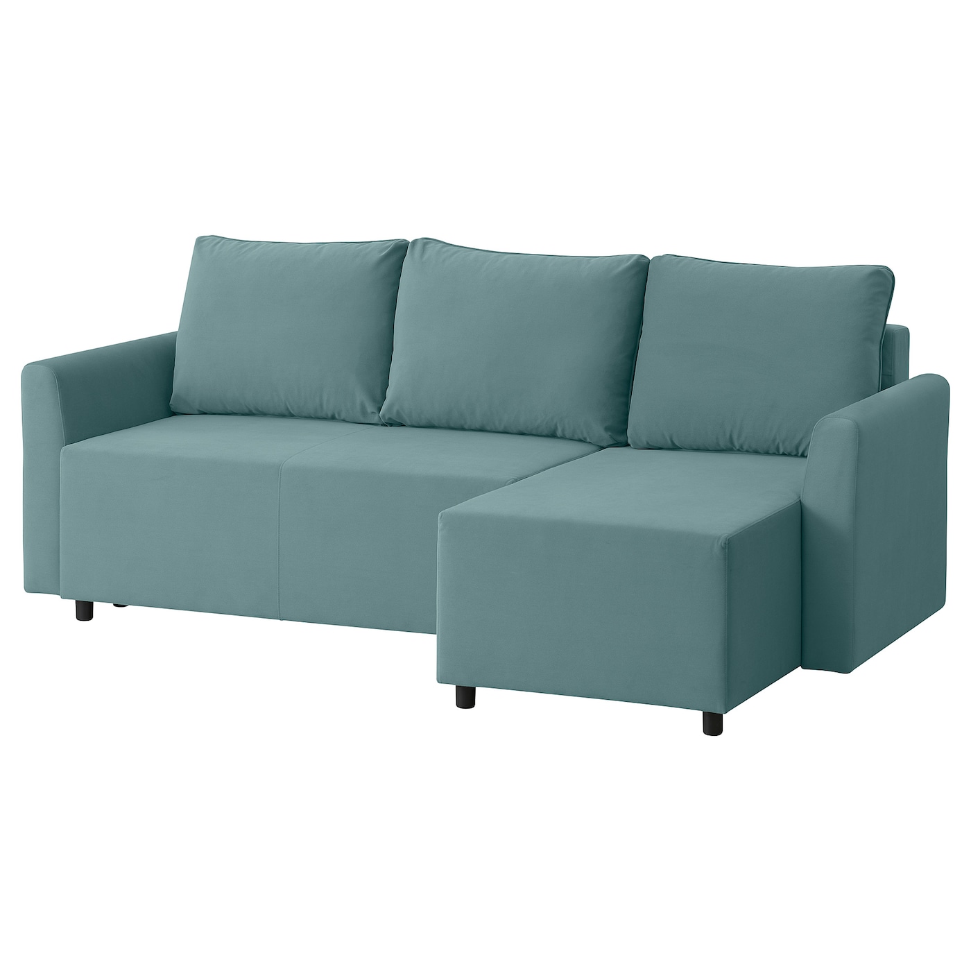 IKEA BRISSUND 3-os sofa rozkładana z szezlongiem, Hakebo jasnoturkusowy, Szerokość: 230 cm