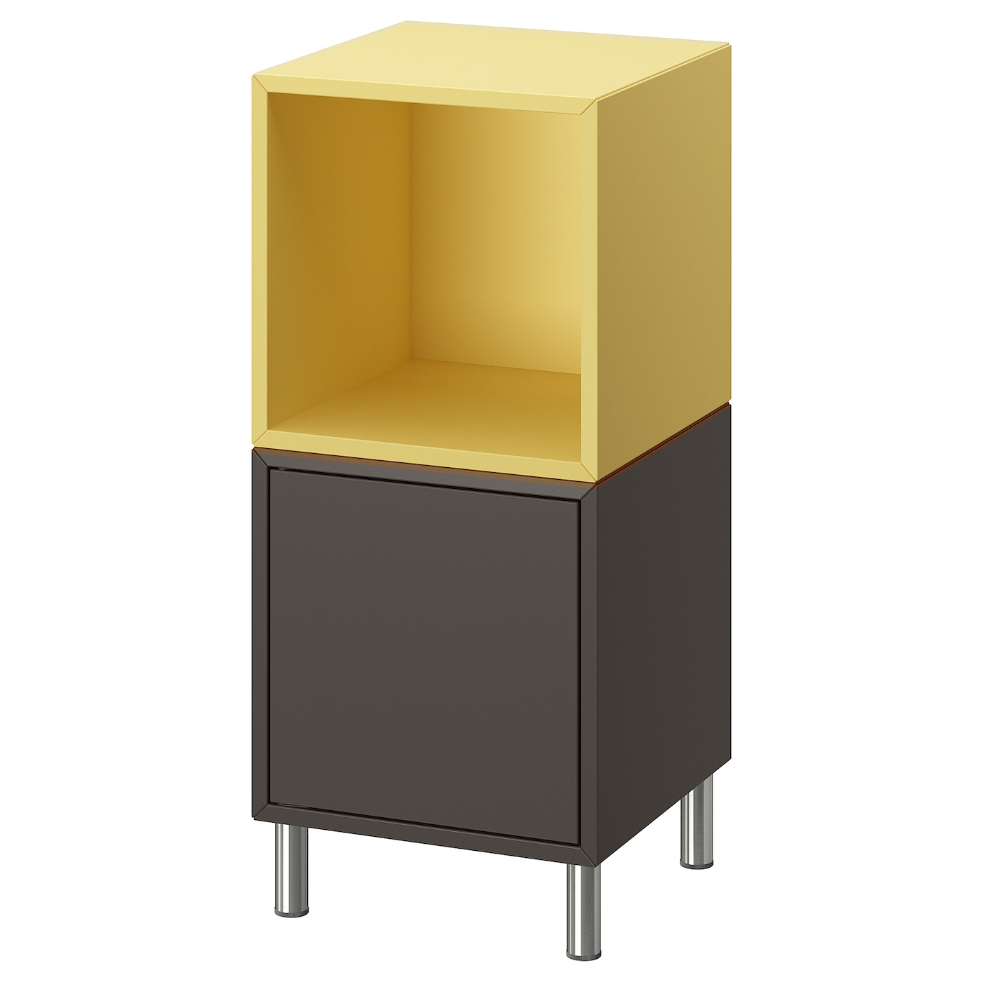 IKEA EKET kombinacja szafek z nóżkami, ciemnoszary bladożółty/metal, 35x35x80 cm