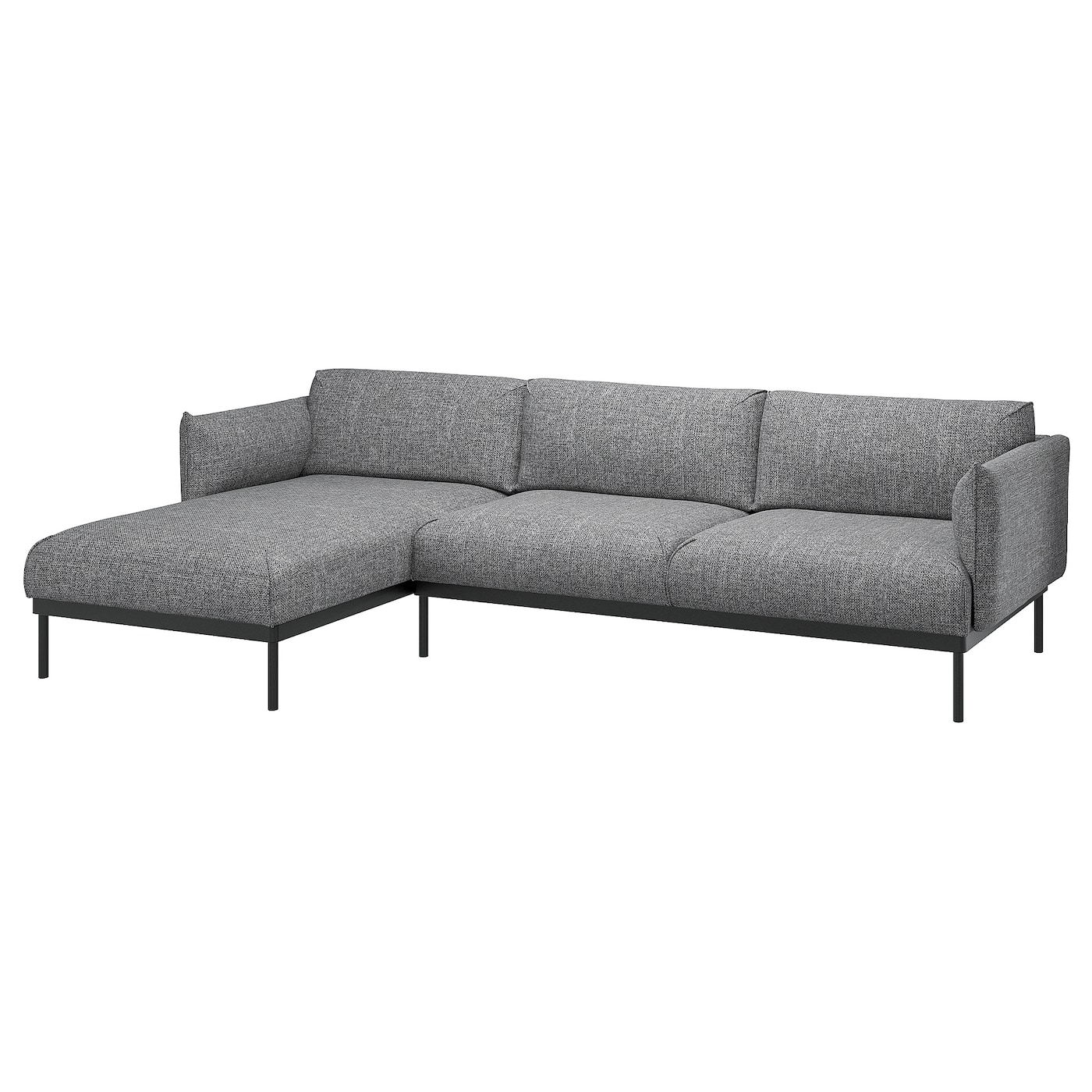 IKEA ÄPPLARYD sofa 3-osobowa z szezlongiem, Lejde szary-czarny, Wysokość podłokietnika: 72 cm