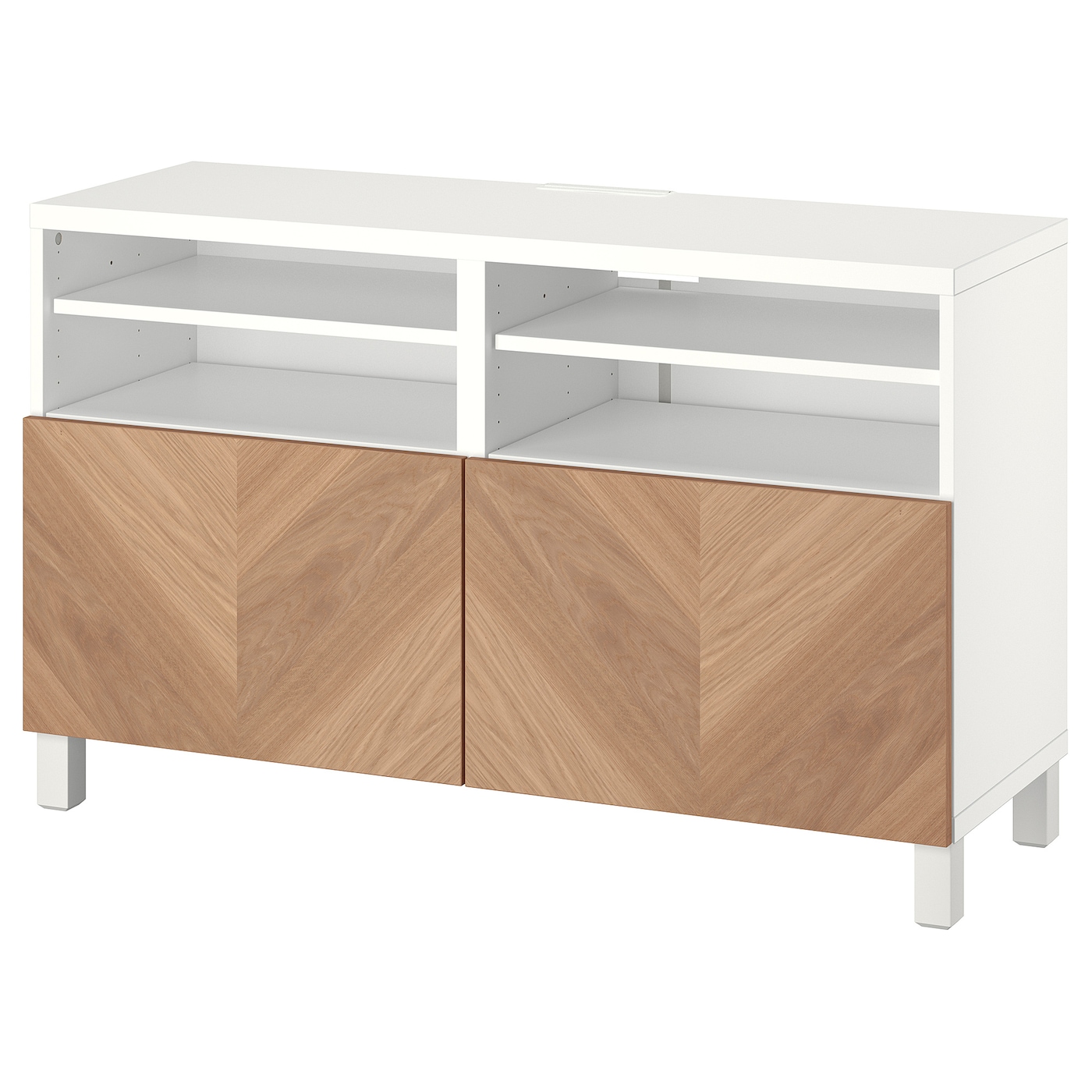 IKEA BESTÅ ława TV z drzwiami, biały/Hedeviken/Stubbarp okl dęb, 120x42x74 cm