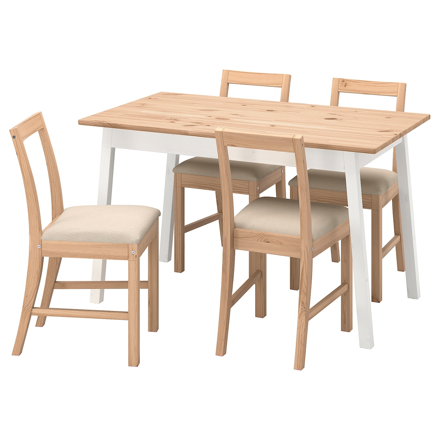 IKEA PINNTORP / PINNTORP stół i 4 krzesła, bejca jasnobrązowa biała bejca/Katorp bejca jasnobrązowa, 125 cm