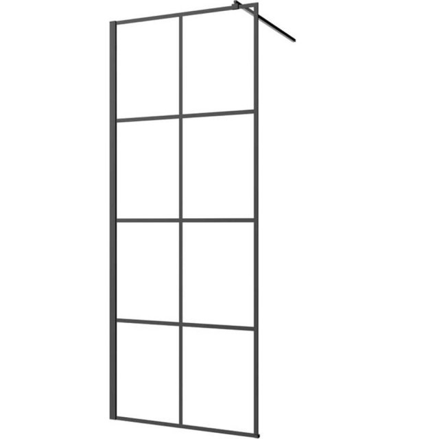 INVENA Kabina WALK-IN 80x200 geometryczna kratka profil czarny AK-32-