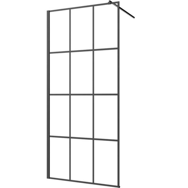 INVENA Kabina WALK-IN 90x200 geometryczna kratka profil czarny AK-32-