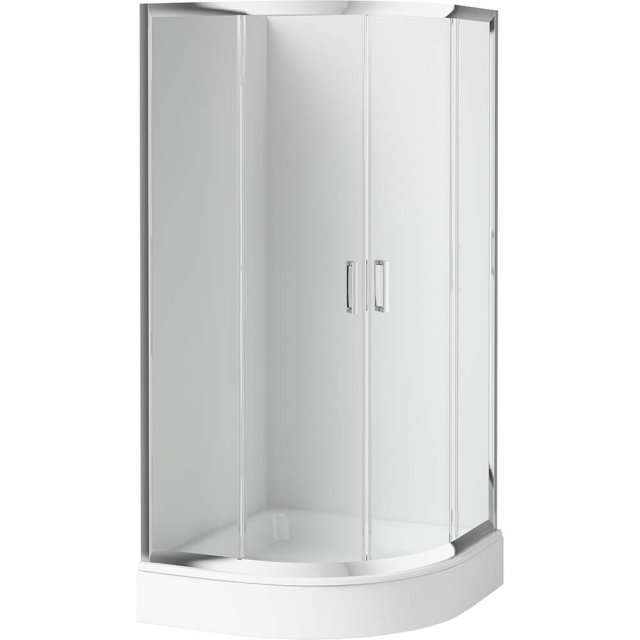 DEANTE Zestaw kabina prysznicowa półokrągła chrom 90x90 cm z brodziki