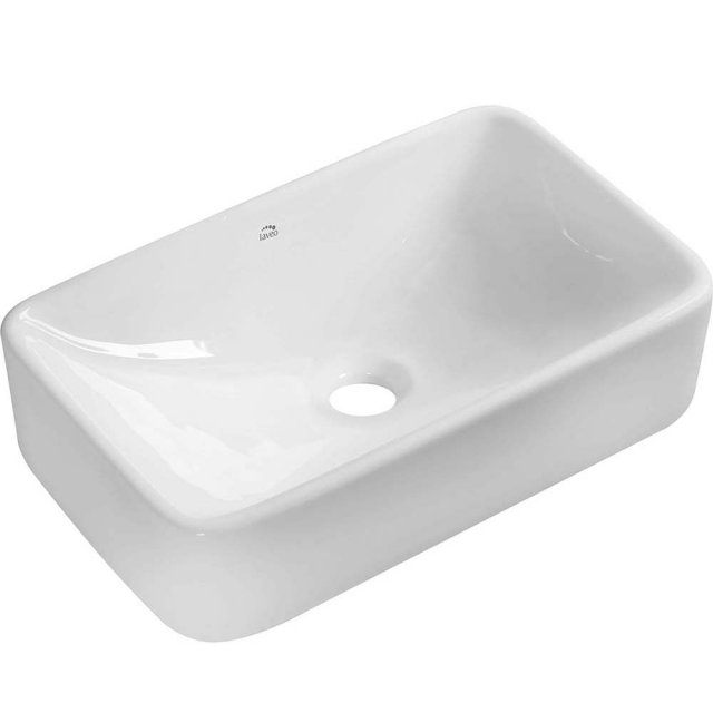 LAVEO Umywalka nablatowa KVADRATO 48,5x29,5 cm ceramiczna biała VUK_6