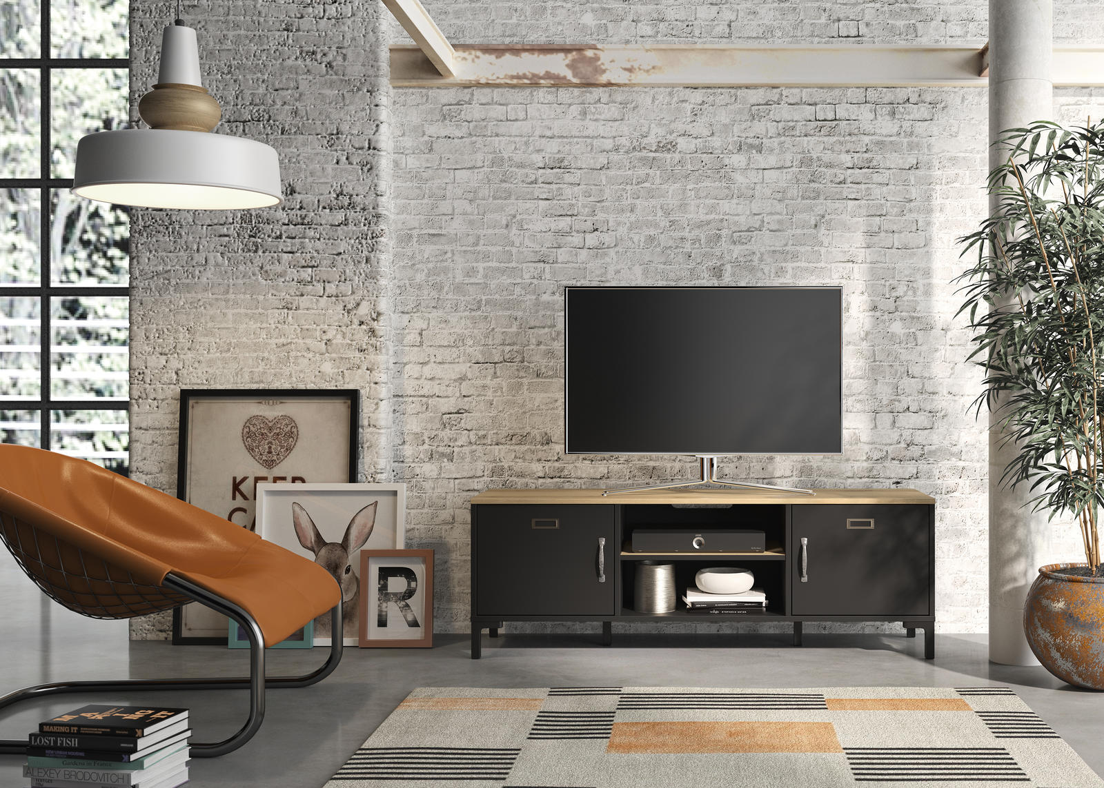 Stolik pod telewizor Manchester w industrialnym designie