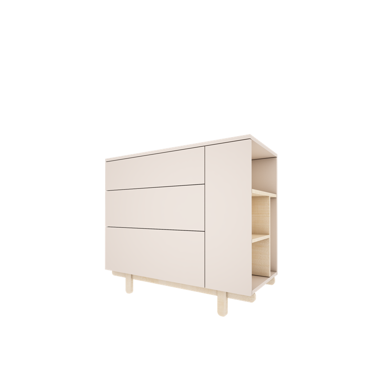 Wood Luck, Basic - komoda z regałem z boku