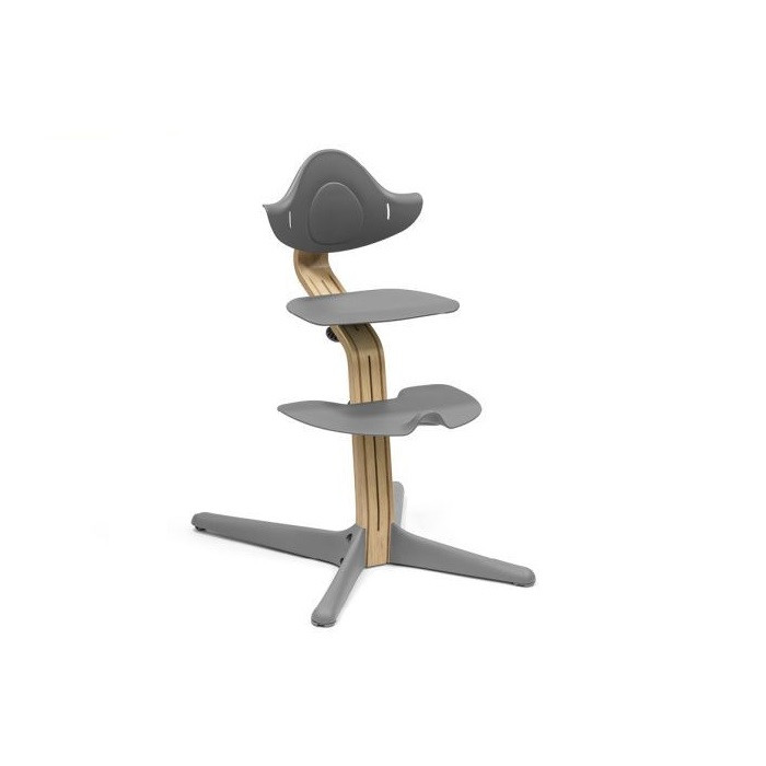 Stokke Nomi + Newborn Set - krzesełko + zestaw dla noworodka-Oak Grey-Newborn Set White-Grey Blue