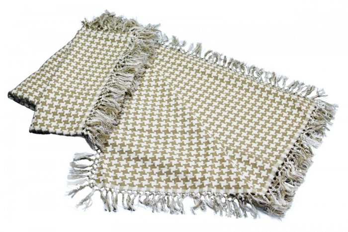 Narzuta Pepitka na łóżko 70x160 wz. 1617 oliwkowo-kremowy