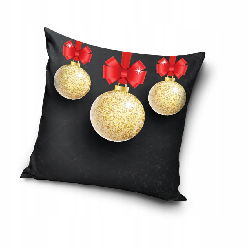 Poszewka 40x40 na jaśka ozdobna świąteczna elegancka glamour czarna bombki